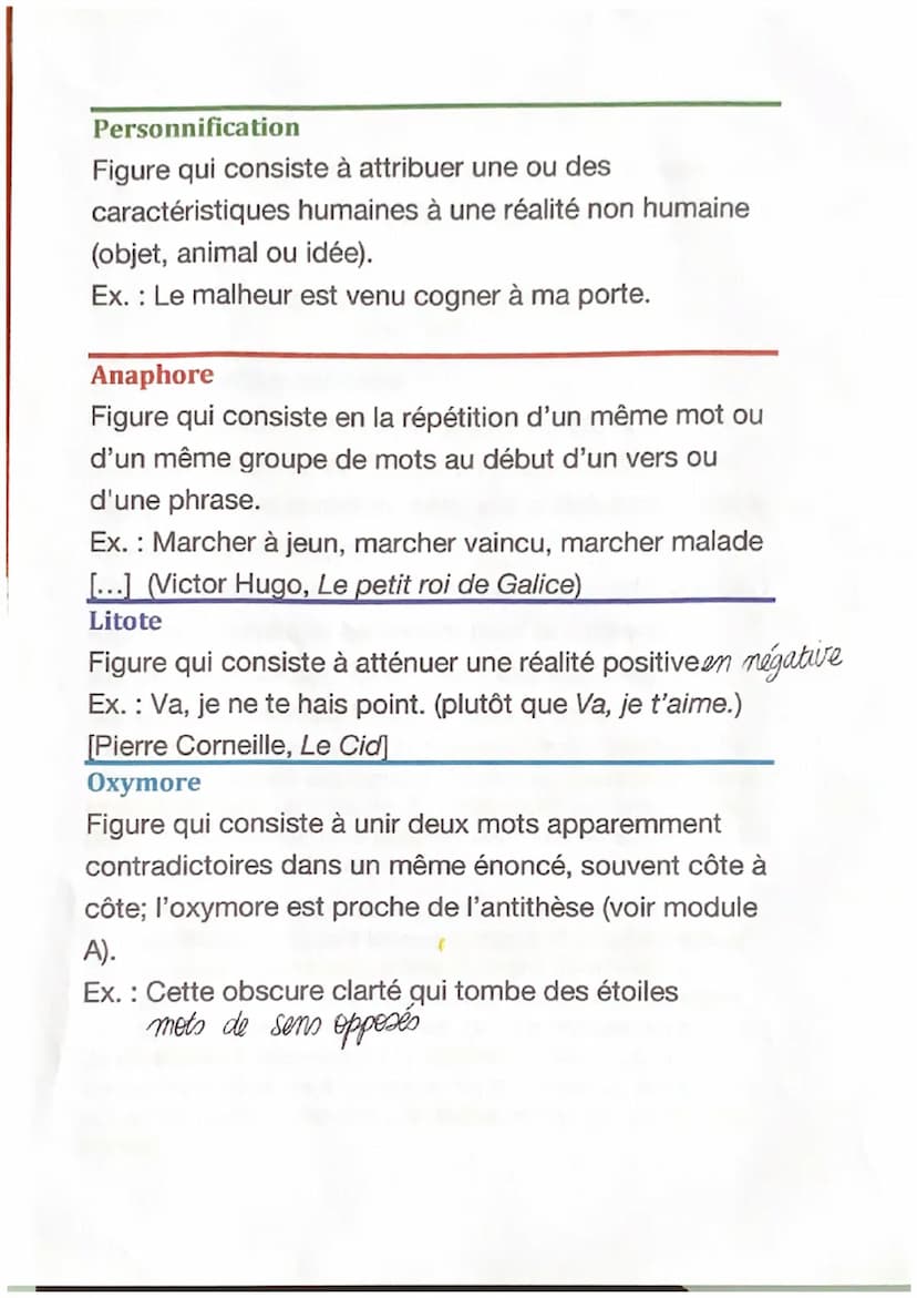 Métaphore
Figure qui établit un parallèle entre deux éléments
sans l'aide d'un terme de comparaison.
Ex.: Les ailes du temps
Comparaison
Fig