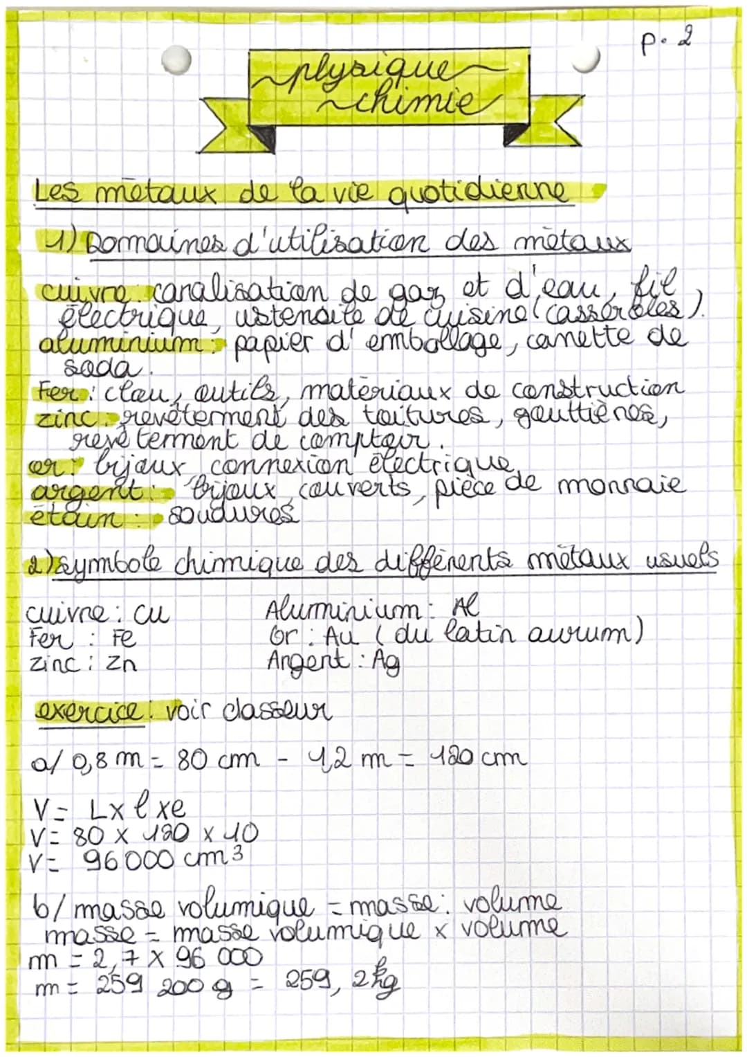 предадце.
chimier
P.1
Les métaux usuels
Les métaux les plus couramment utilises
Aluminium, cuivre, or, argent, zinc
Identification des métau
