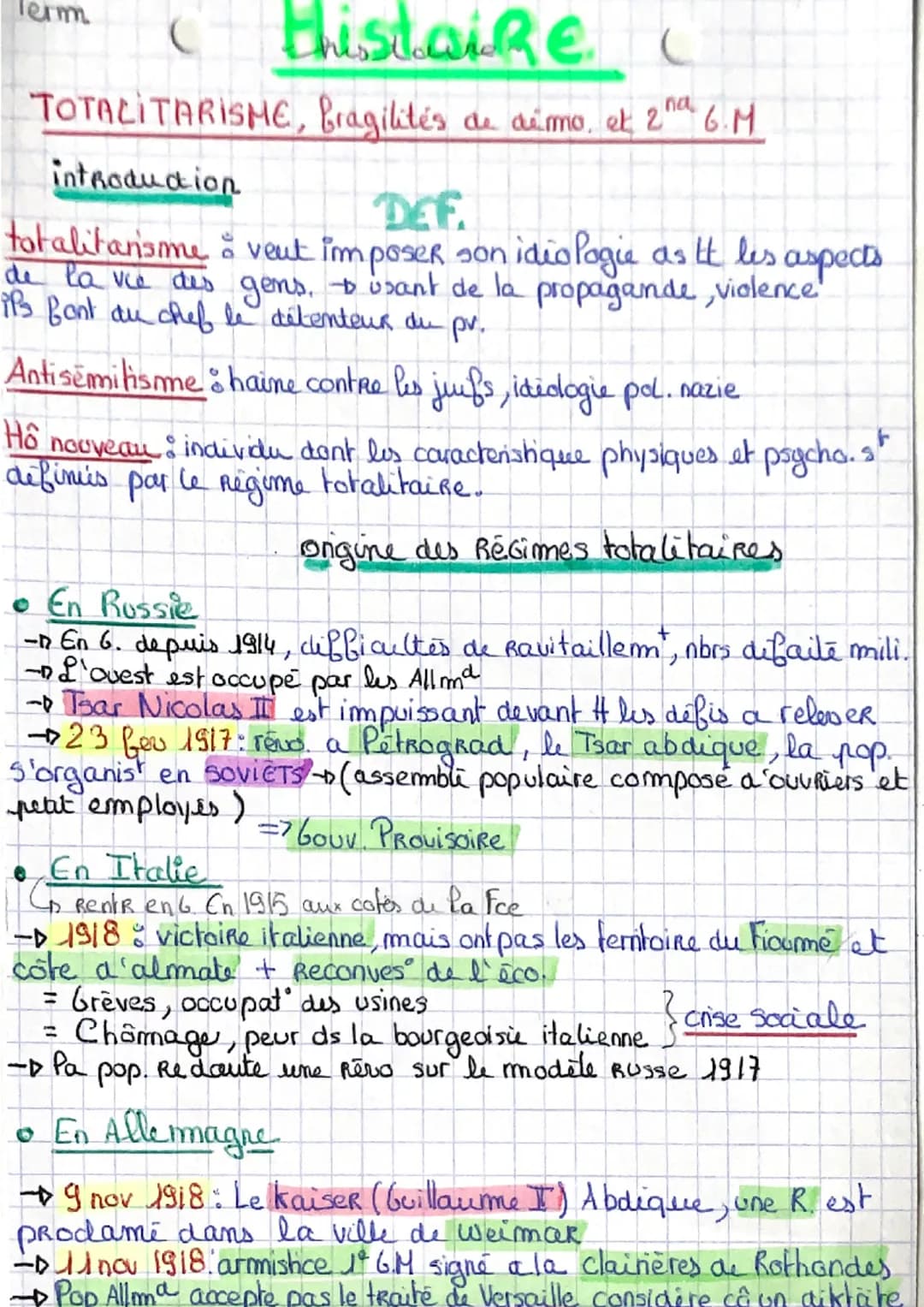 (thistaiRe c
na
TOTALITARISME, fragilités a dimo. et 2nd 6. M
introduction
rm.
DEF.
totalitarisme & veut imposer son idiologie as it les asp