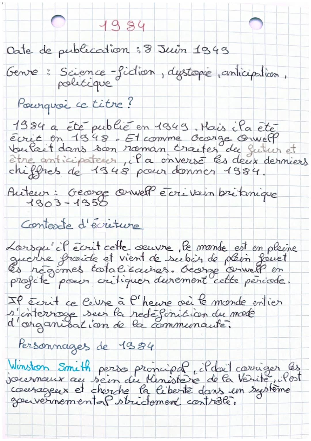 1984
Date de publication : 8 Juin 1949
Genre : Science-fiction, dystopie, anticipaticon,
politique
Pourquoi
ce titre ?
1984 a été publié en 