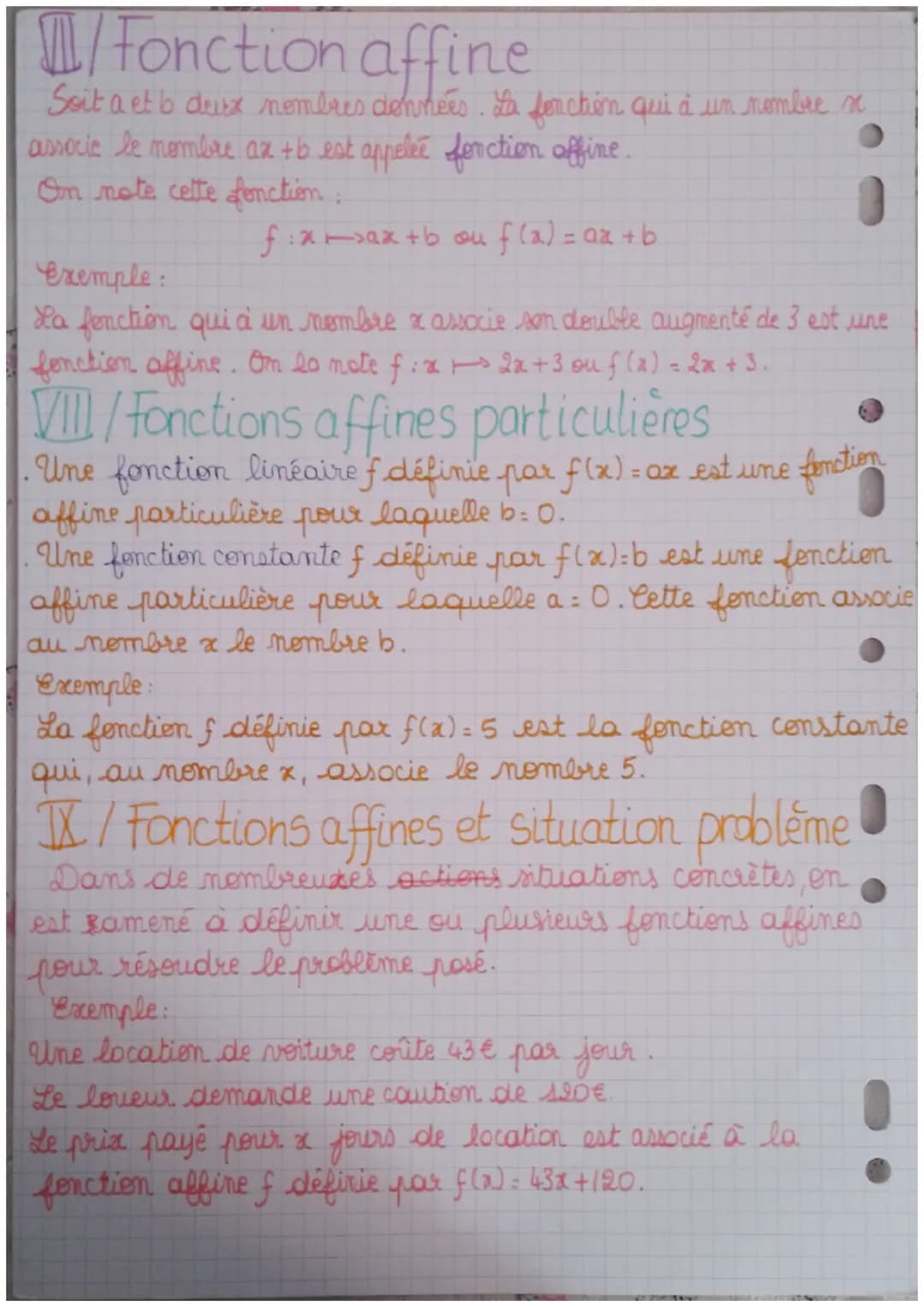 Chapitre 9: Fonctions
I/Notion
de fonction
Une fonction est un procédé de calcul qui permet d'associer au plus
un nombre à un autre nombre.
