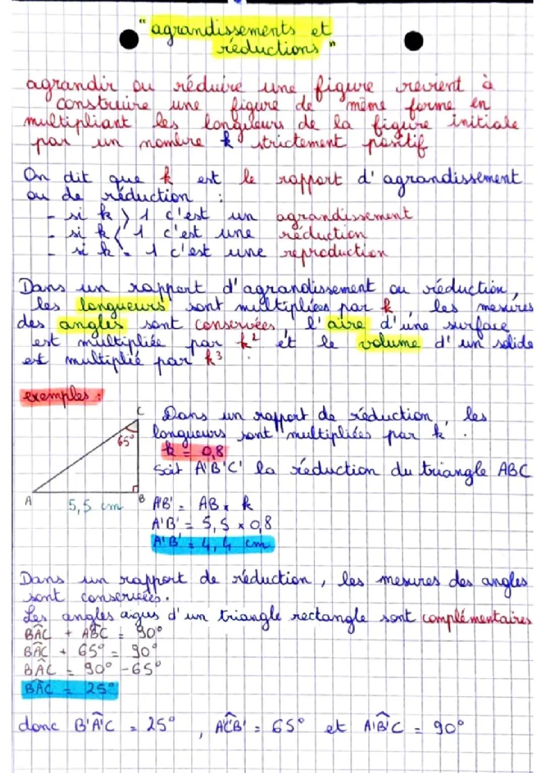 Agrandissement et Réduction : Exercices Corrigés pour la 3ème et 4ème en PDF