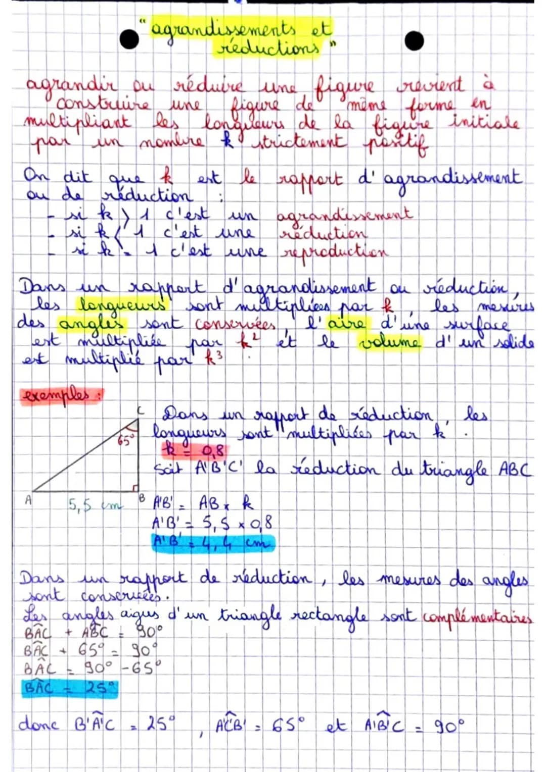 •agrandissements et.
réductions
une
agrandir ou réduire une figure revient à
figure de
même forme in
multipliant les longueurs de la figure 