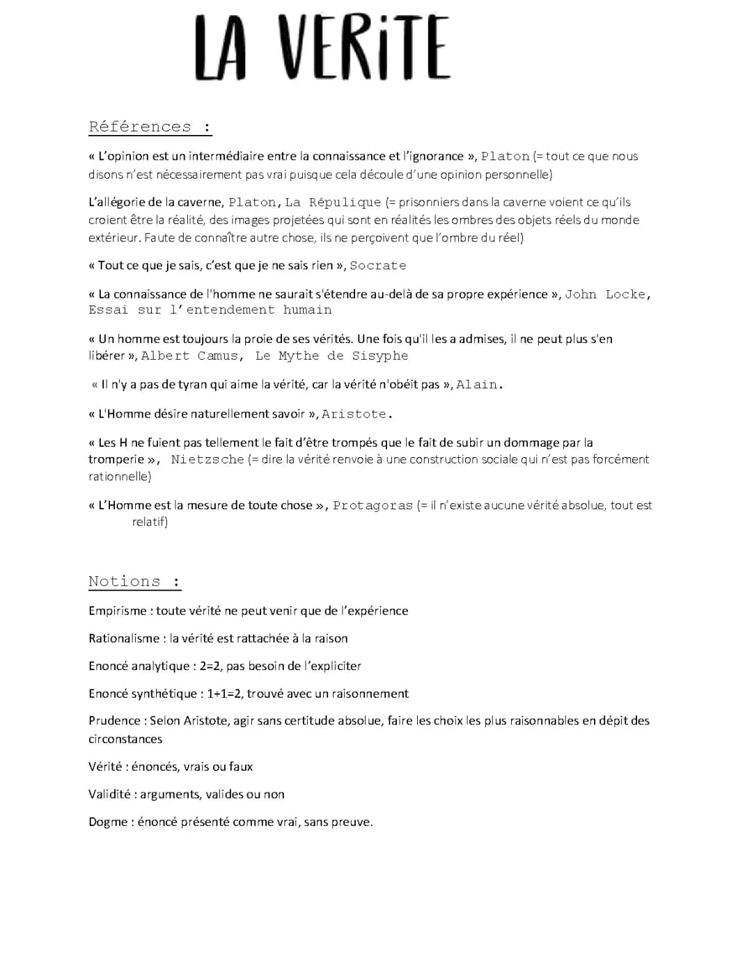 la vérité philo tle