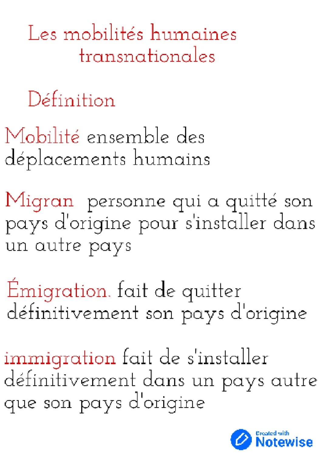Les mobilités humaines transversale 