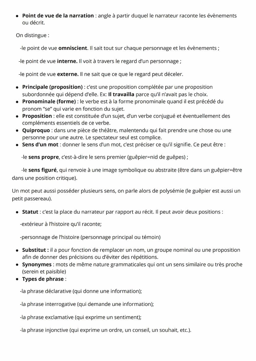 FRANCAIS
Le lexique à connaitre pour le brevet
• Antonyme : mot de sens contraire à un autre mot même nature. Ex: jeune/vieux
Apostrophe: pr