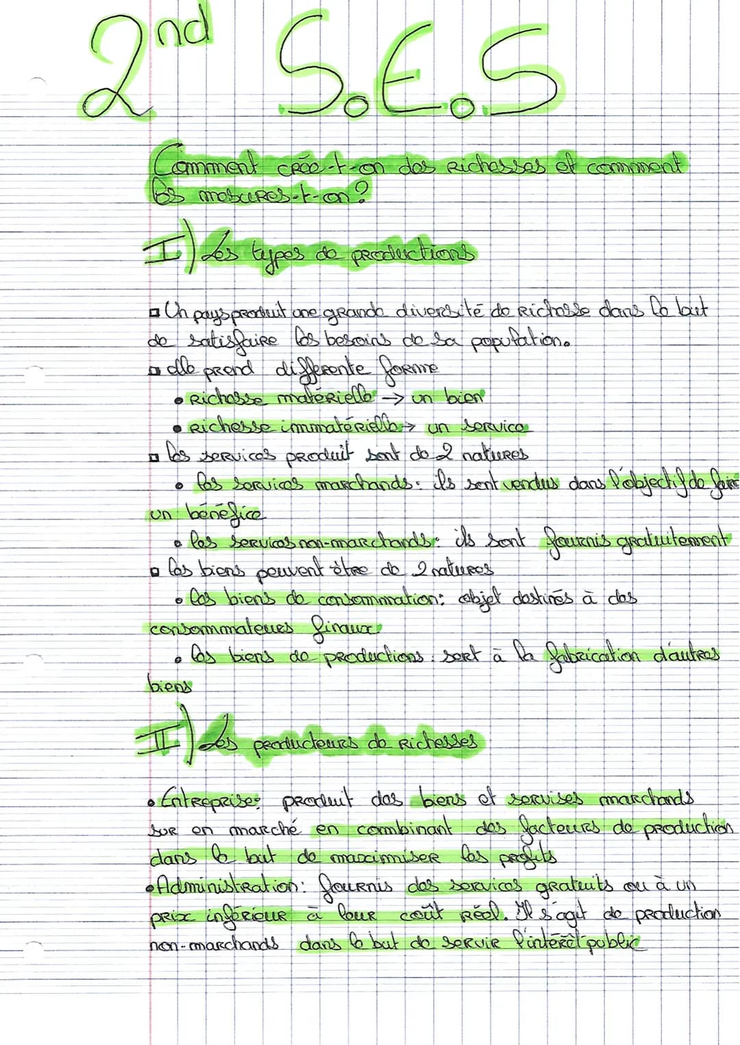 2nd S.E.S
amment
CROO
mosures-t-on ?
I) és types
e-t-on das Richesses of comment
Les types de productions
□ Un pays produit une grando diver