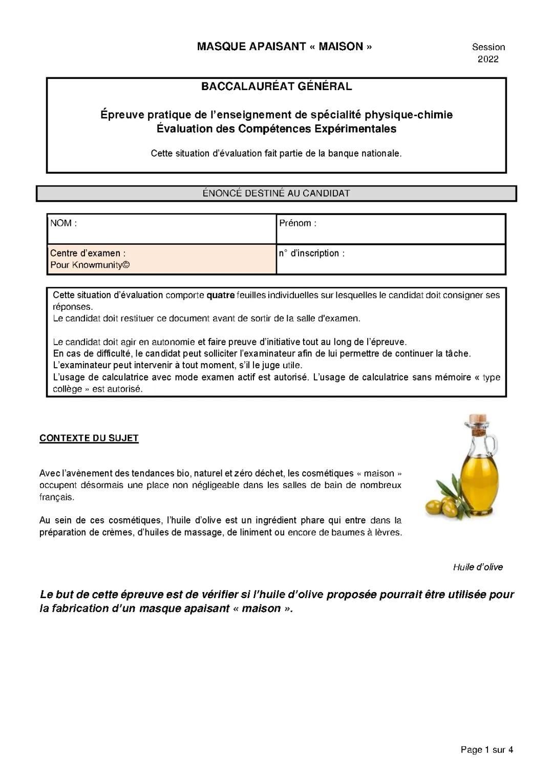 Corrigés ECE Physique-Chimie 2023-2024 & Astuces Masques Visage Maison