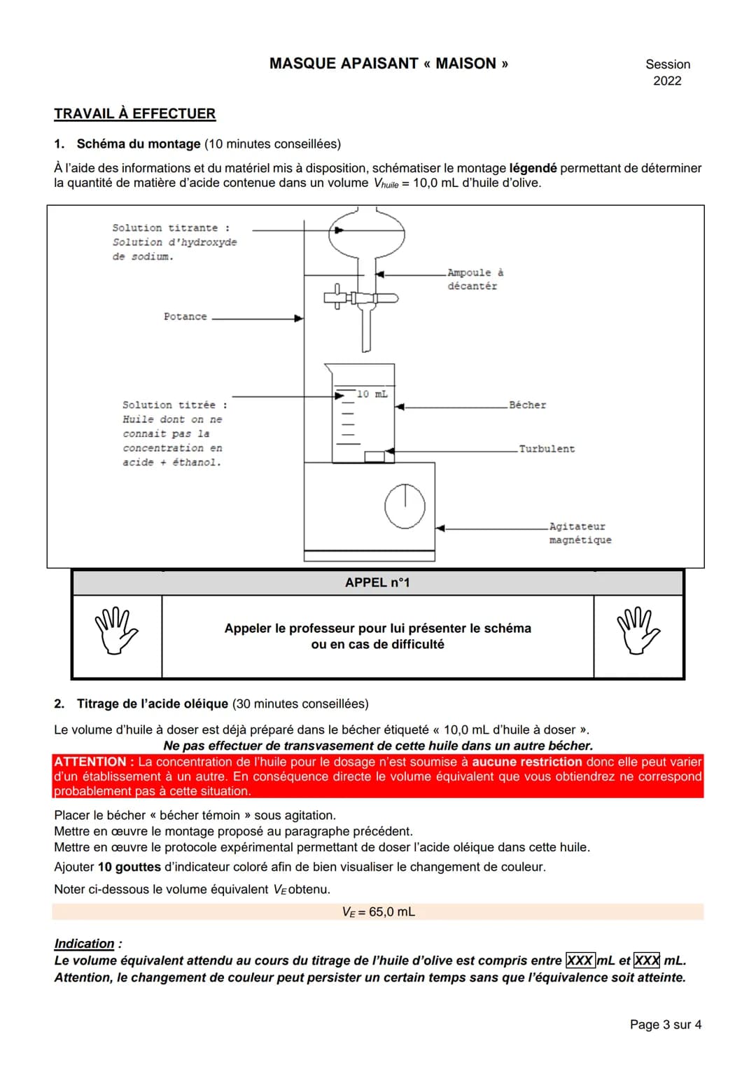 NOM :
BACCALAURÉAT GÉNÉRAL
Épreuve pratique de l'enseignement de spécialité physique-chimie
Évaluation des Compétences Expérimentales
Cette 