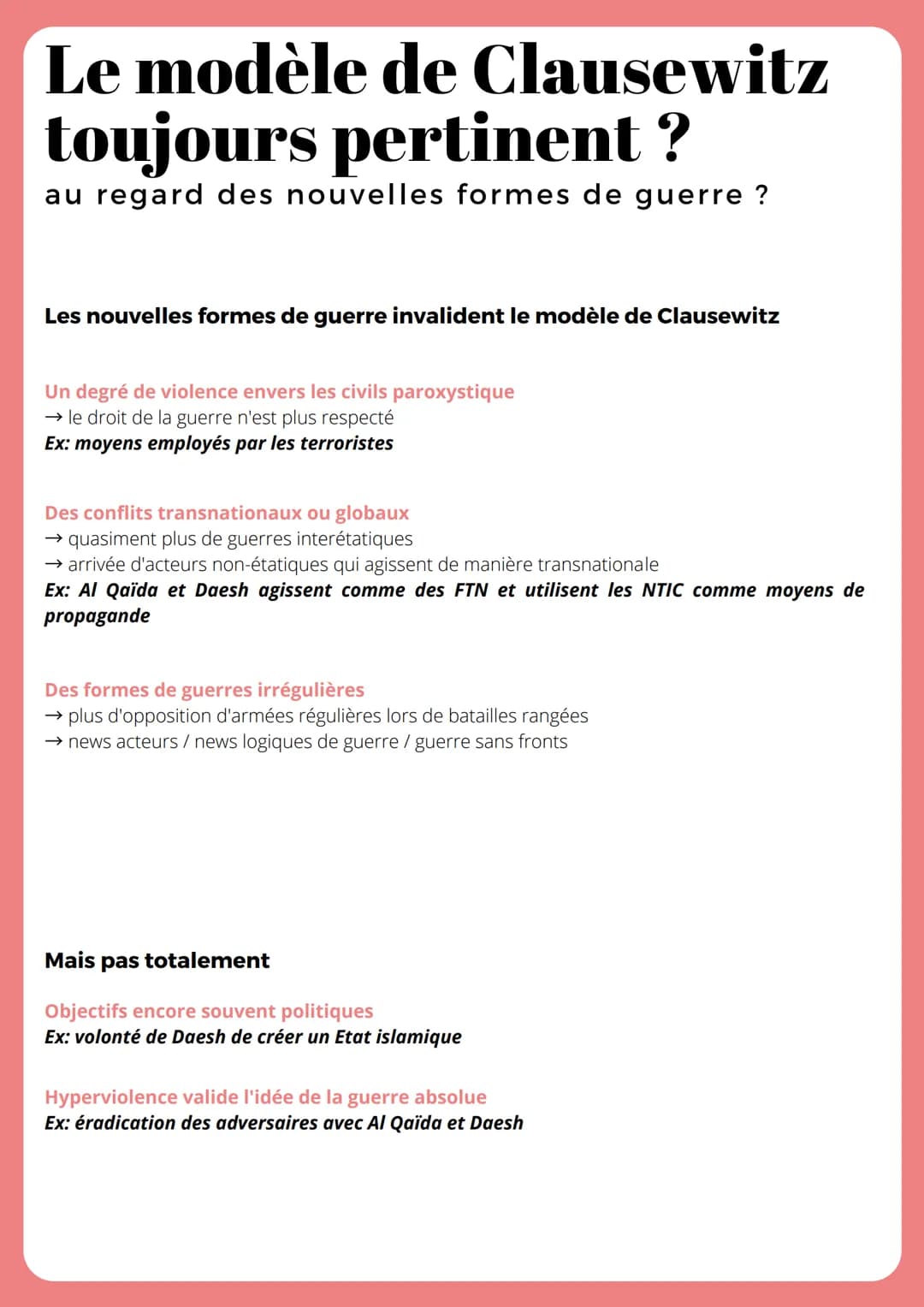 FAIRE LA GUERRE, FAIRE LA PAIX
La dimension politique de la
AXE 1
guerre :
Traditionnellement
guerre outil pour mener à bien une politique
L