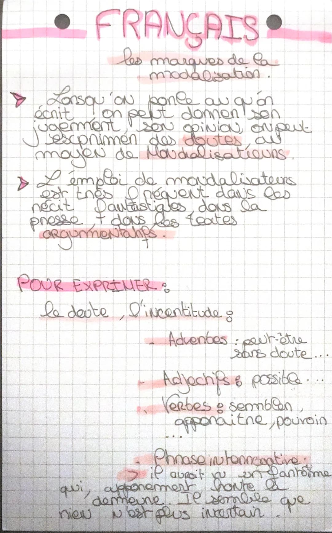 FRANÇAIS
marques
modalisation
les
Lonsou ON ponle au quon
on peut donnon
jugement son goiNiON,
des doutes,
écnit
moyen de Mondialisatieurs.
