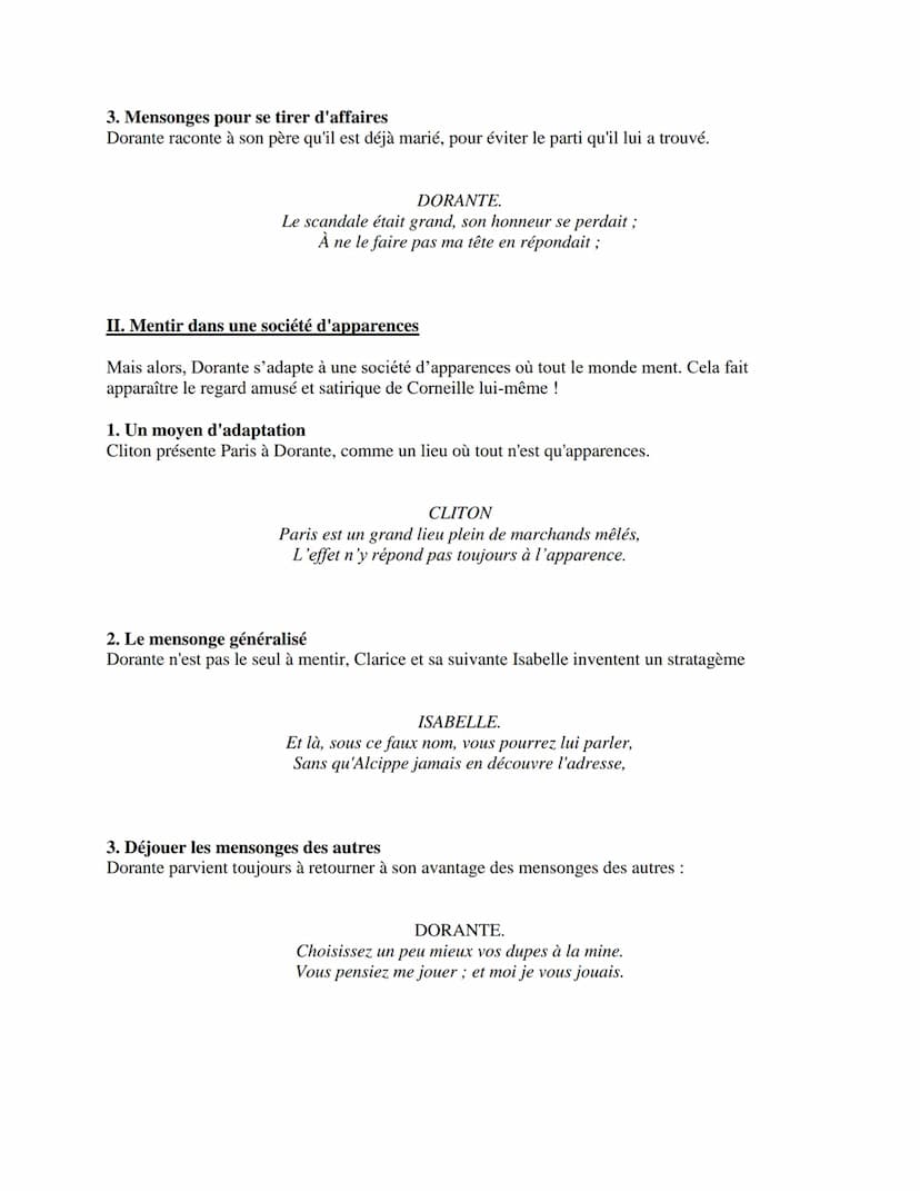 3. Mensonges pour se tirer d'affaires
Dorante raconte à son père qu'il est déjà marié, pour éviter le parti qu'il lui a trouvé.
DORANTE.
Le 