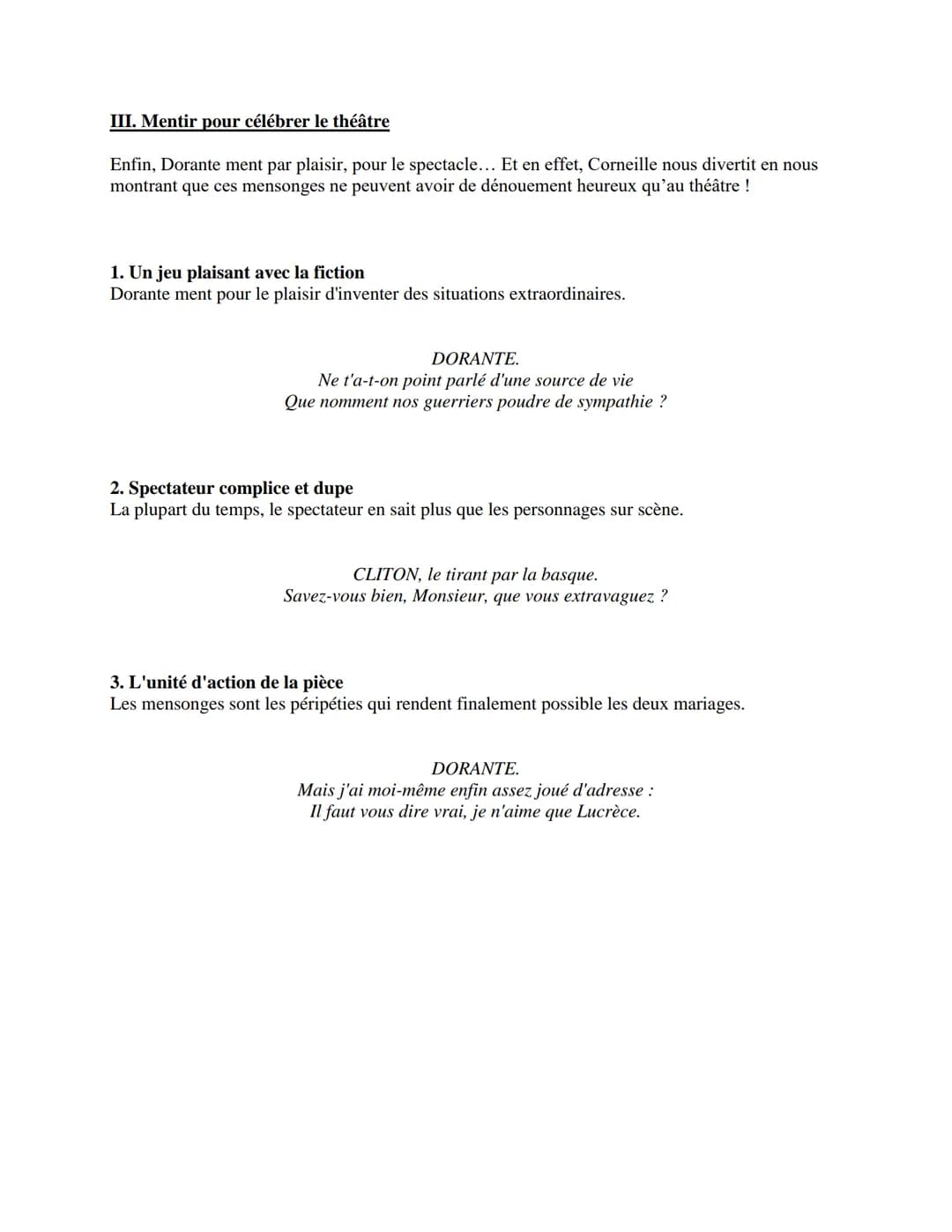 3. Mensonges pour se tirer d'affaires
Dorante raconte à son père qu'il est déjà marié, pour éviter le parti qu'il lui a trouvé.
DORANTE.
Le 
