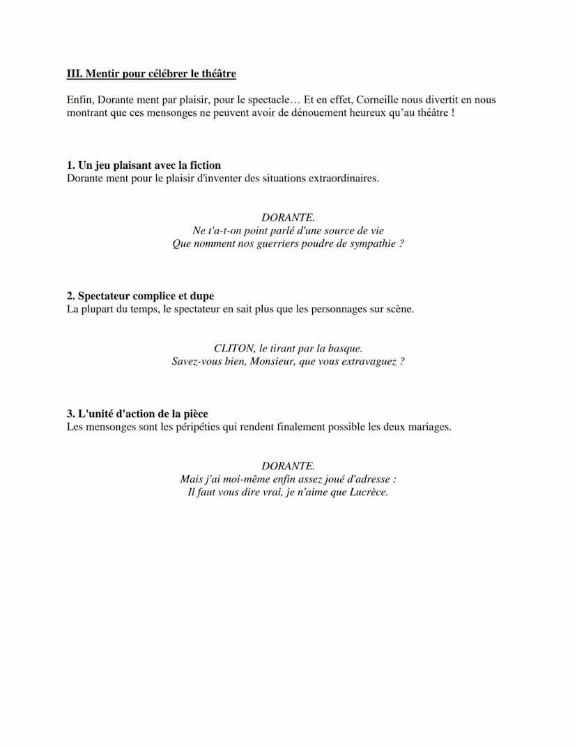3. Mensonges pour se tirer d'affaires
Dorante raconte à son père qu'il est déjà marié, pour éviter le parti qu'il lui a trouvé.
DORANTE.
Le 