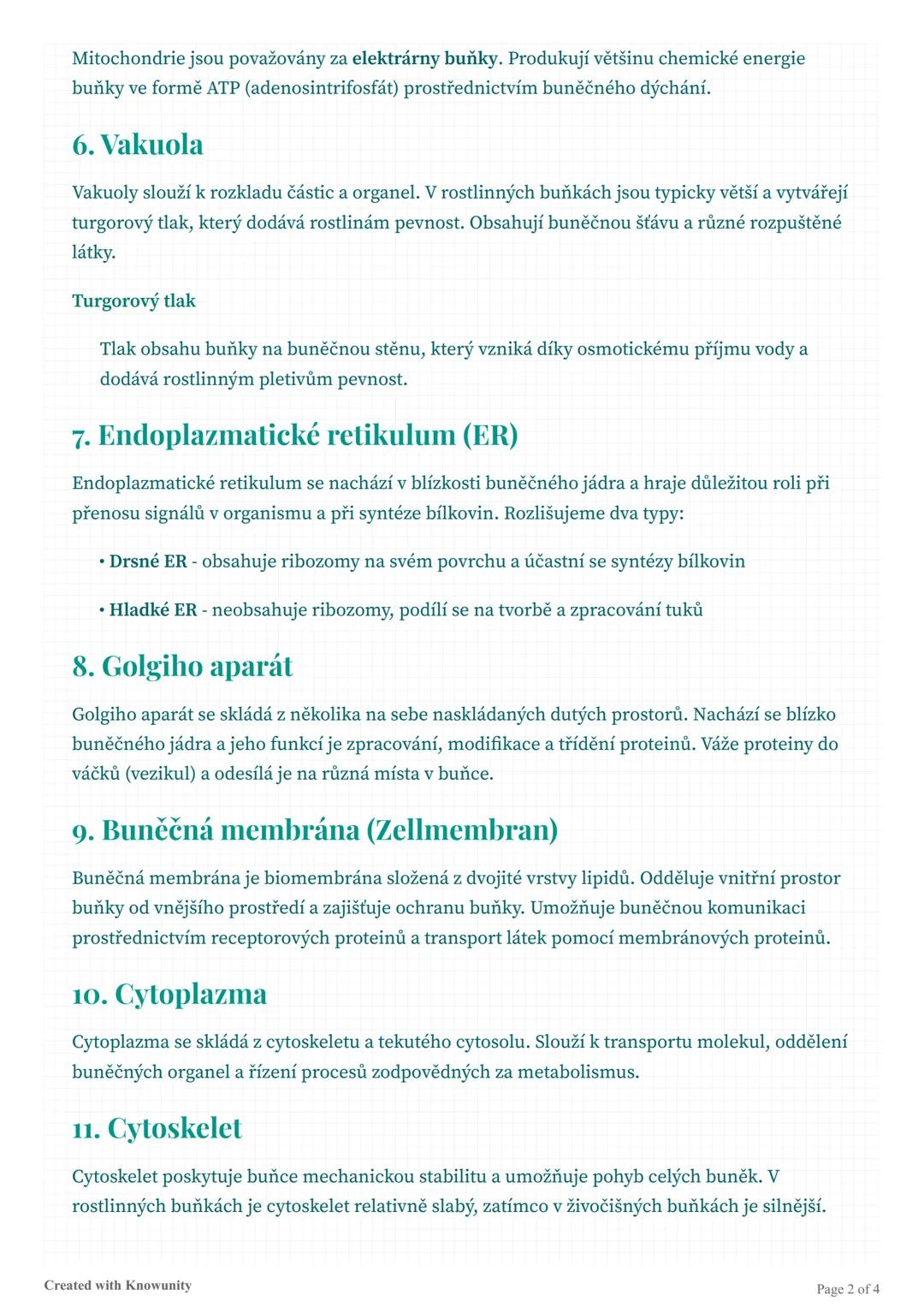 ## Buněčná struktura a funkce

Přehled buněčných organel, jejich struktura a funkce, včetně rozdílů mezi rostlinnou a
živočišnou buňkou.

##