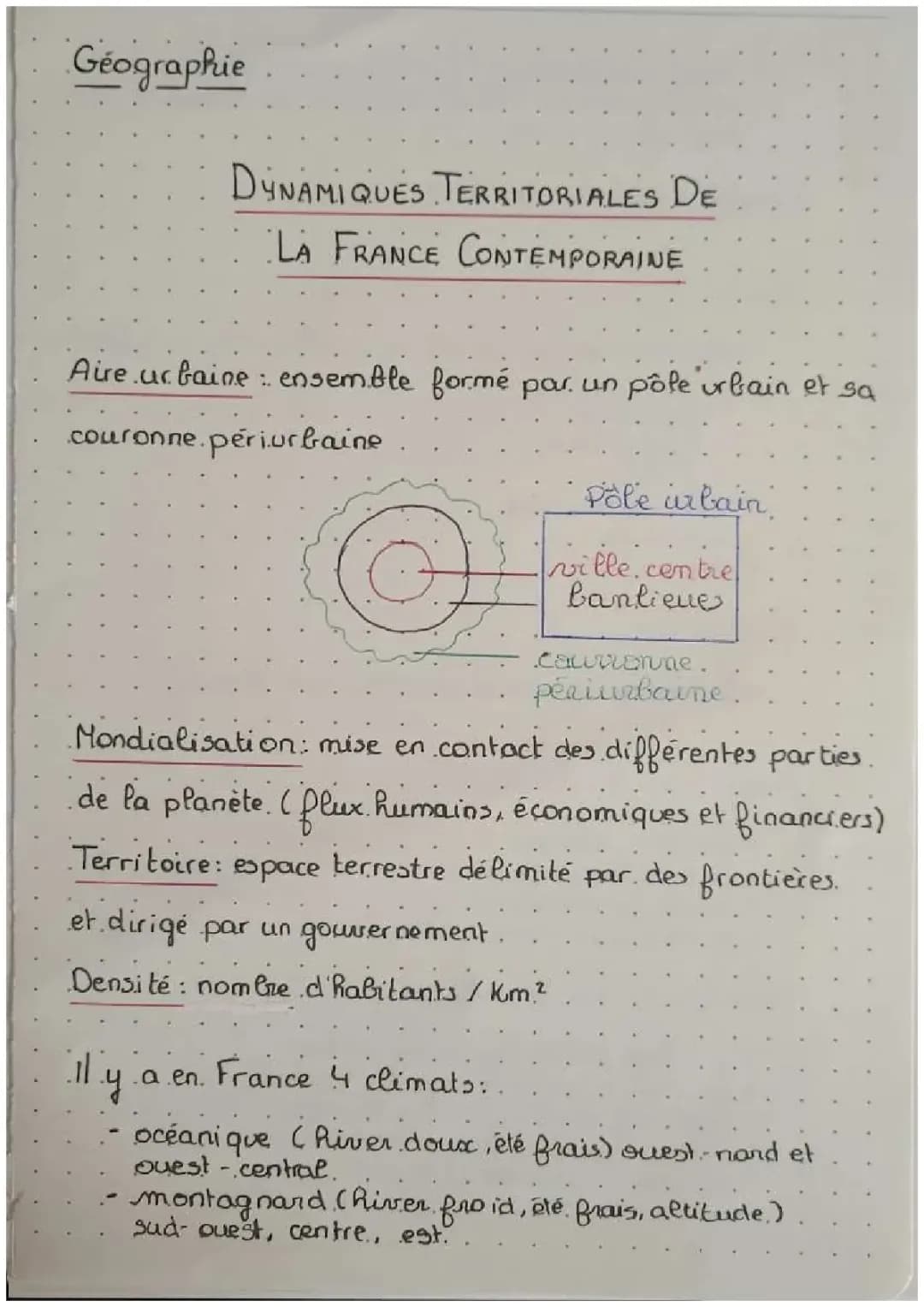 Fiche de révision: Dynamiques territoriales et espaces de faible densité en France