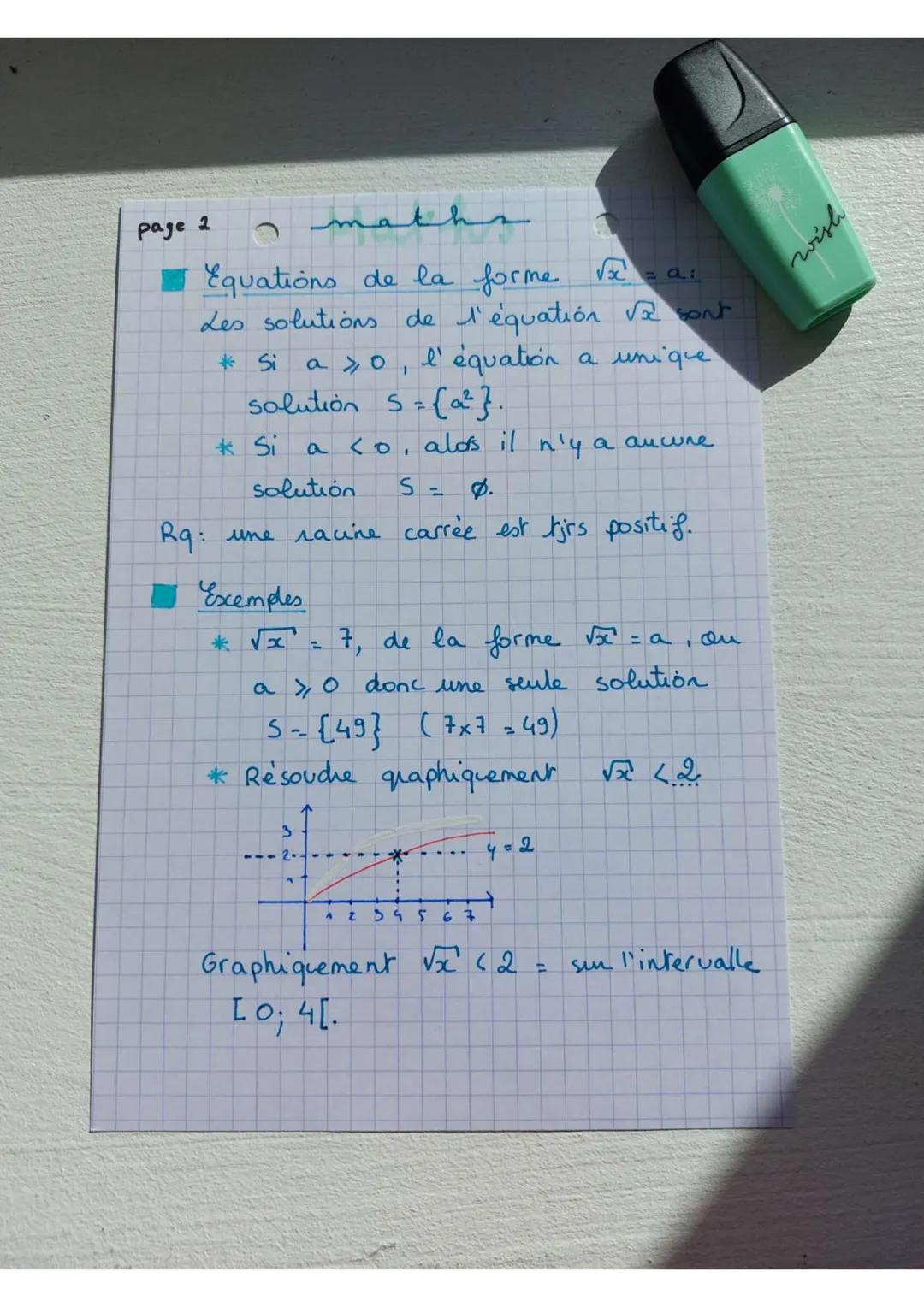 page 1

La fonction racine casiée

La fonction racine carrée est la
fonction 9 définie sur IR, = [0; +∞[
par g(x):

Sa courbe représentative