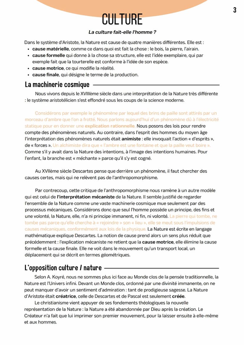 CULTURE
La culture fait-elle l'homme ?
Différents sens du mot "culture".
Sens du mot culture :
• Agriculture : travail de la terre, prendre 