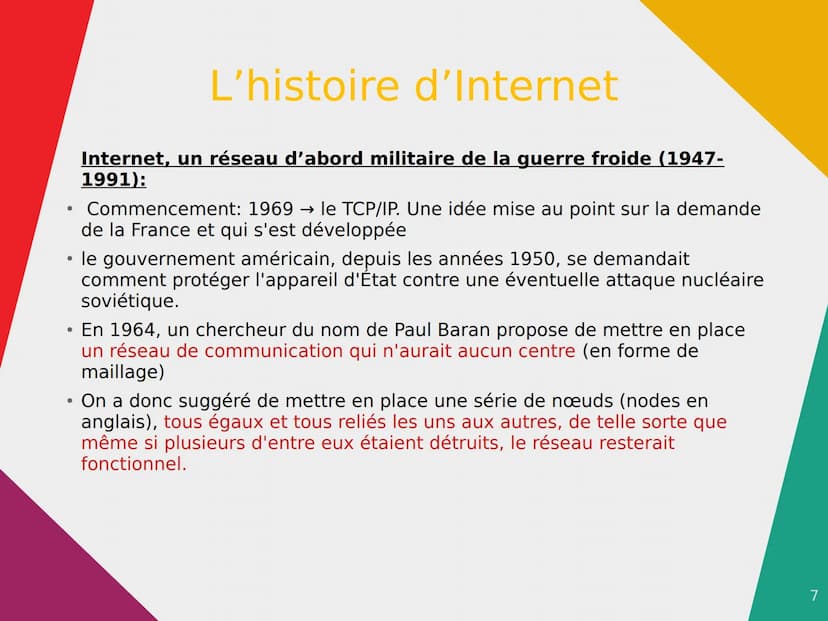 Internet ●
●
●
●
Sommaire
Introduction
Qu'est ce qu'Internet et en quoi
consiste-t-il ?
L'histoire d'Internet (en 2 parties)
Conclusion
Ques
