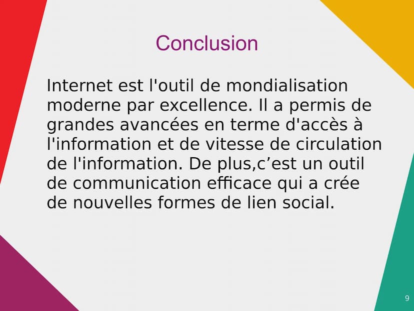 Internet ●
●
●
●
Sommaire
Introduction
Qu'est ce qu'Internet et en quoi
consiste-t-il ?
L'histoire d'Internet (en 2 parties)
Conclusion
Ques