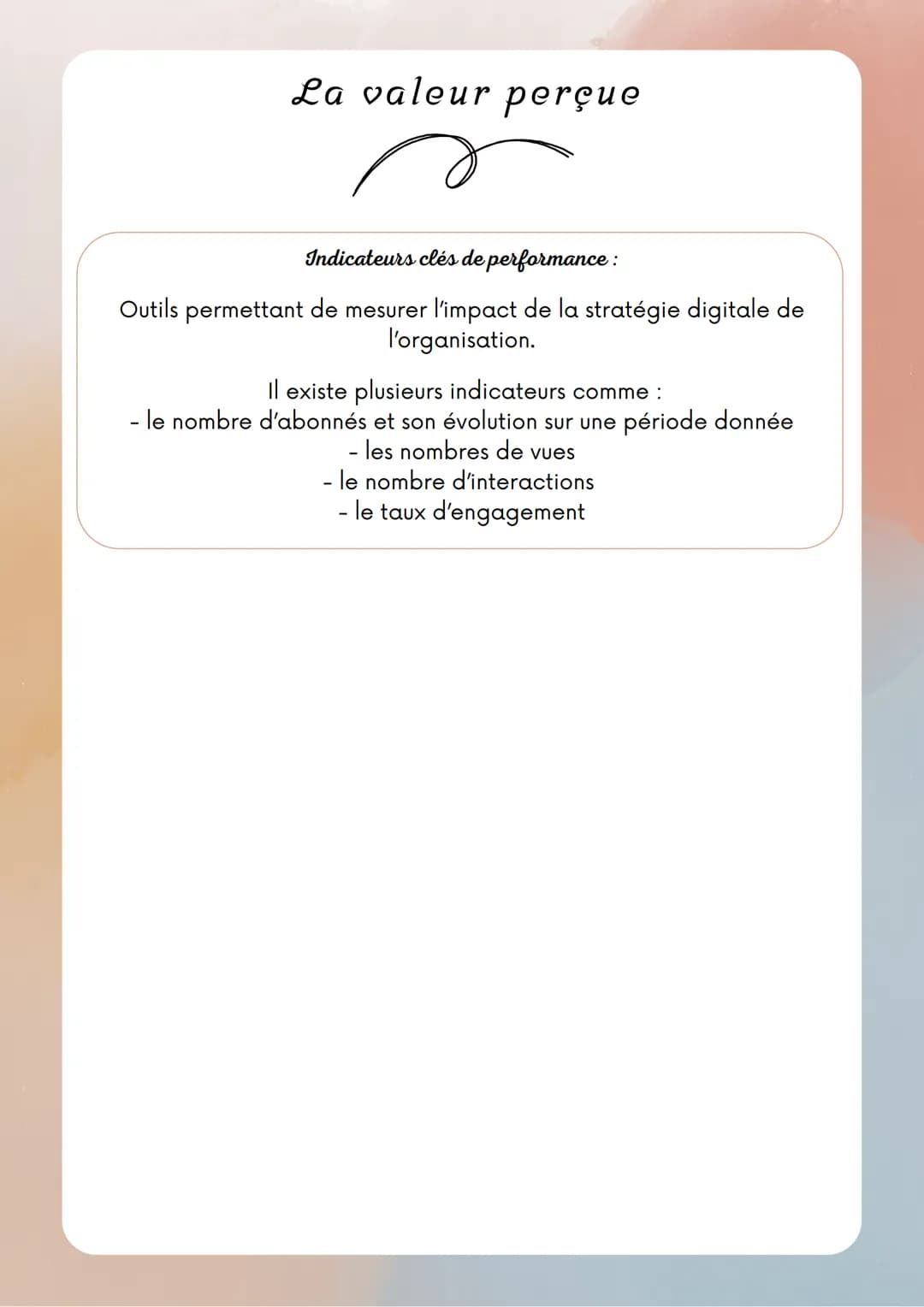 La valeur ajoutée,
la valeur financière et la valeur partenariale
Indicateurs
Comptabilité:
Information contribuant à l'appréciation d'une
s