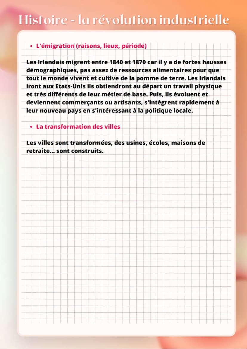 Histoire - la révolution industrielle
1/ Vocabulaire
Révolution Industrielle : augmentation brusque et rapide de la
production industrielle 