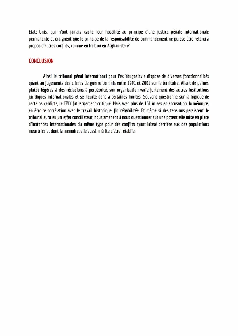 LE FONCTIONNEMENT DU TRIBUNAL PÉNAL INTERNATIONAL POUR
L'EX-YOUGOSLAVIE (1993-2017)
Bibliographie :
manuel HGGSP Terminal, Collection Anne D
