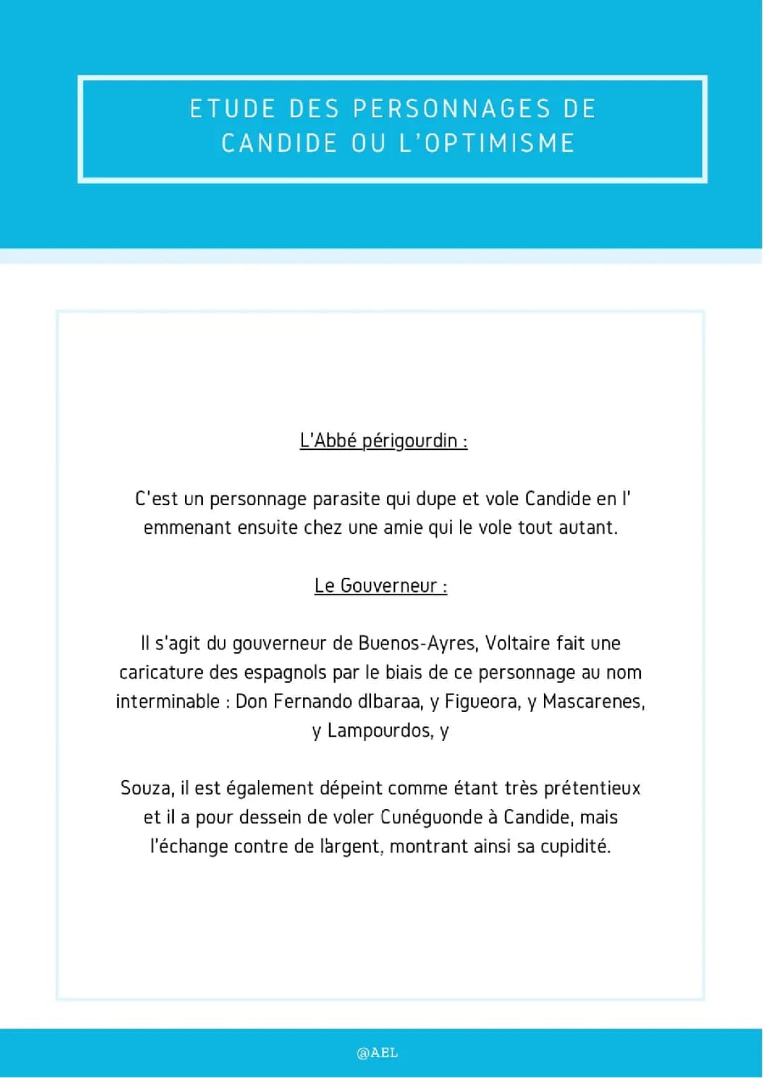 Les Personnages et Thèmes de Candide PDF - Résumé et Analyse