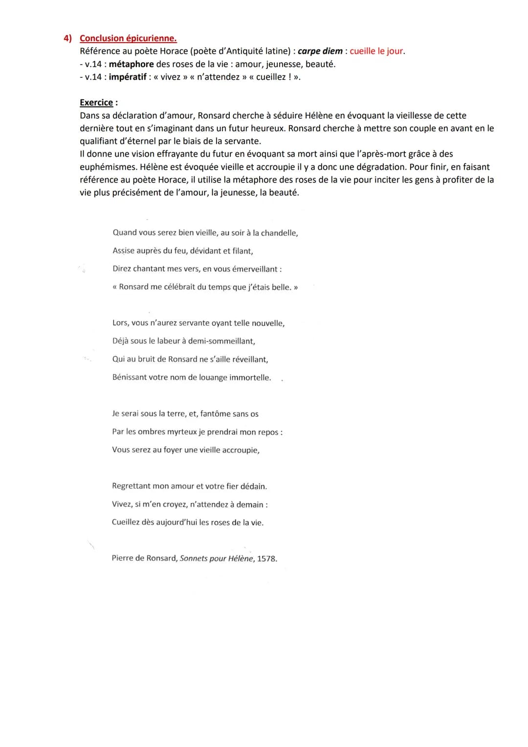 Cours du 07/09/21
Séquence 1 : Le sonnet, de la Renaissance à l'époque baroque : parlez-moi de l'instant
Renaissance : XVIè siècle, l'Humani