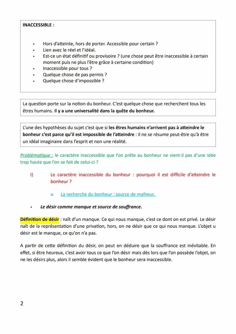 Leçon n°3 : le bonheur
Question général du cours : le bonheur est-il un idéal inaccessible ?
LE BONHEUR :
état de satisfaction stable et dur