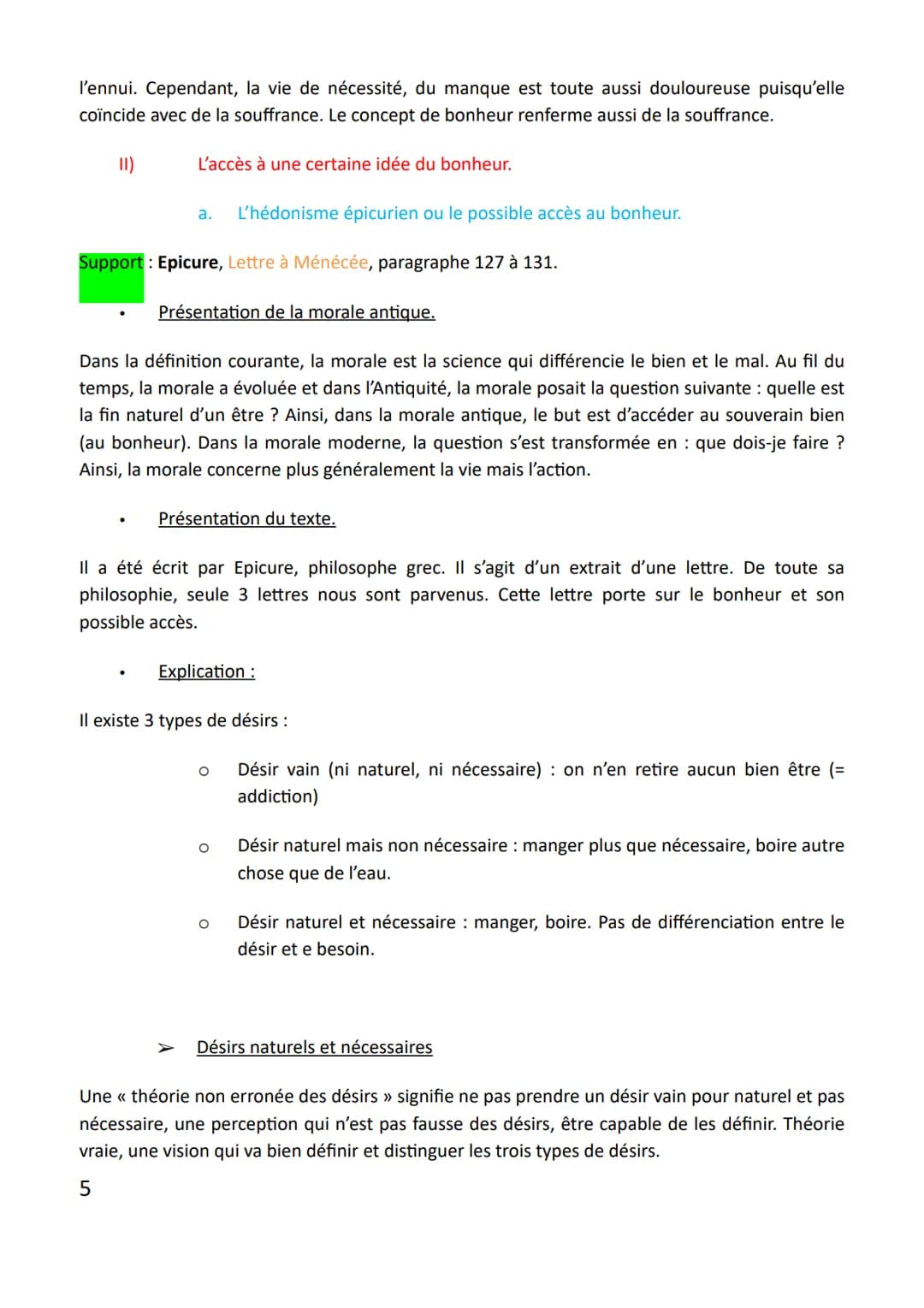 Leçon n°3 : le bonheur
Question général du cours : le bonheur est-il un idéal inaccessible ?
LE BONHEUR :
état de satisfaction stable et dur