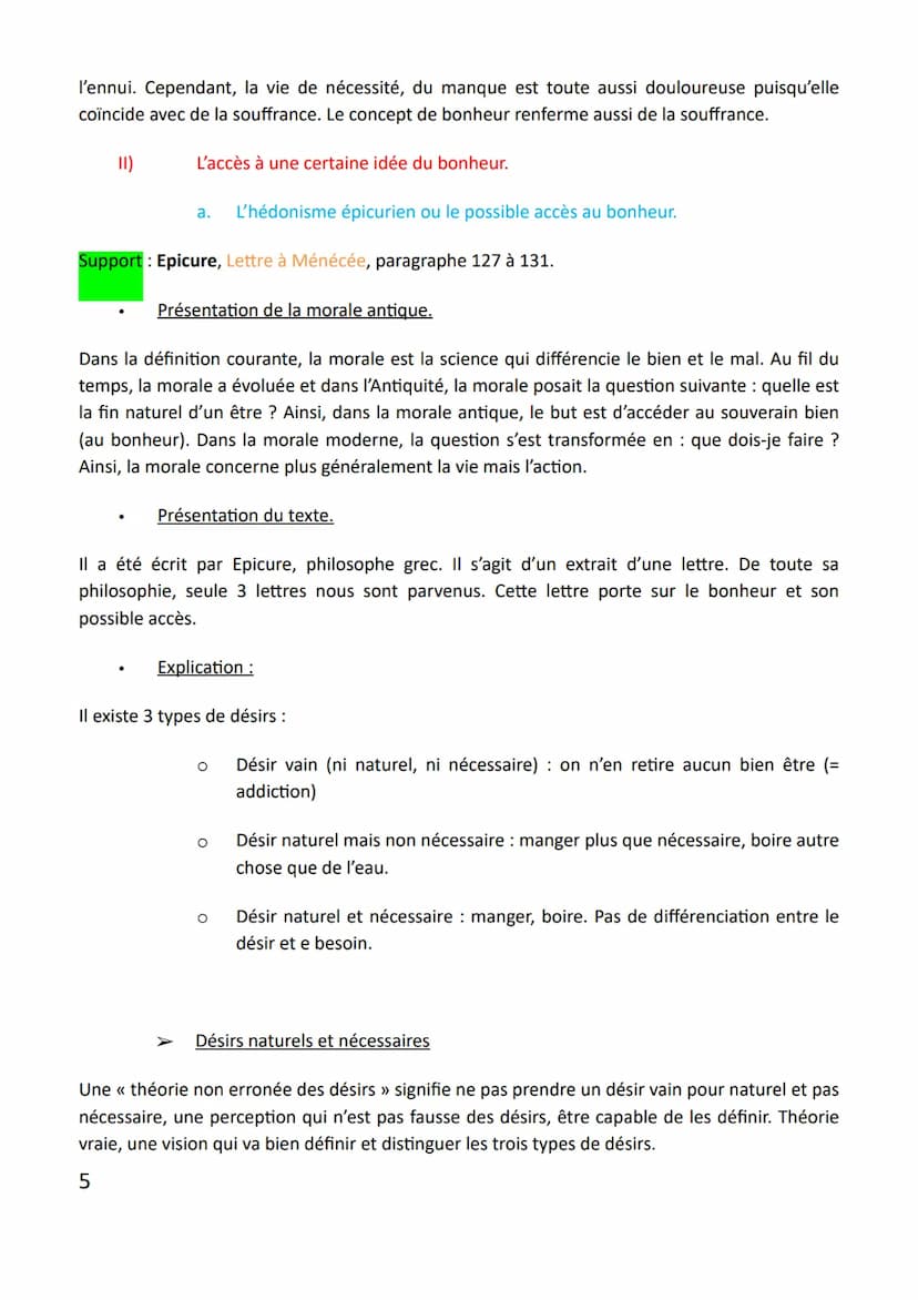 Leçon n°3 : le bonheur
Question général du cours : le bonheur est-il un idéal inaccessible ?
LE BONHEUR :
état de satisfaction stable et dur