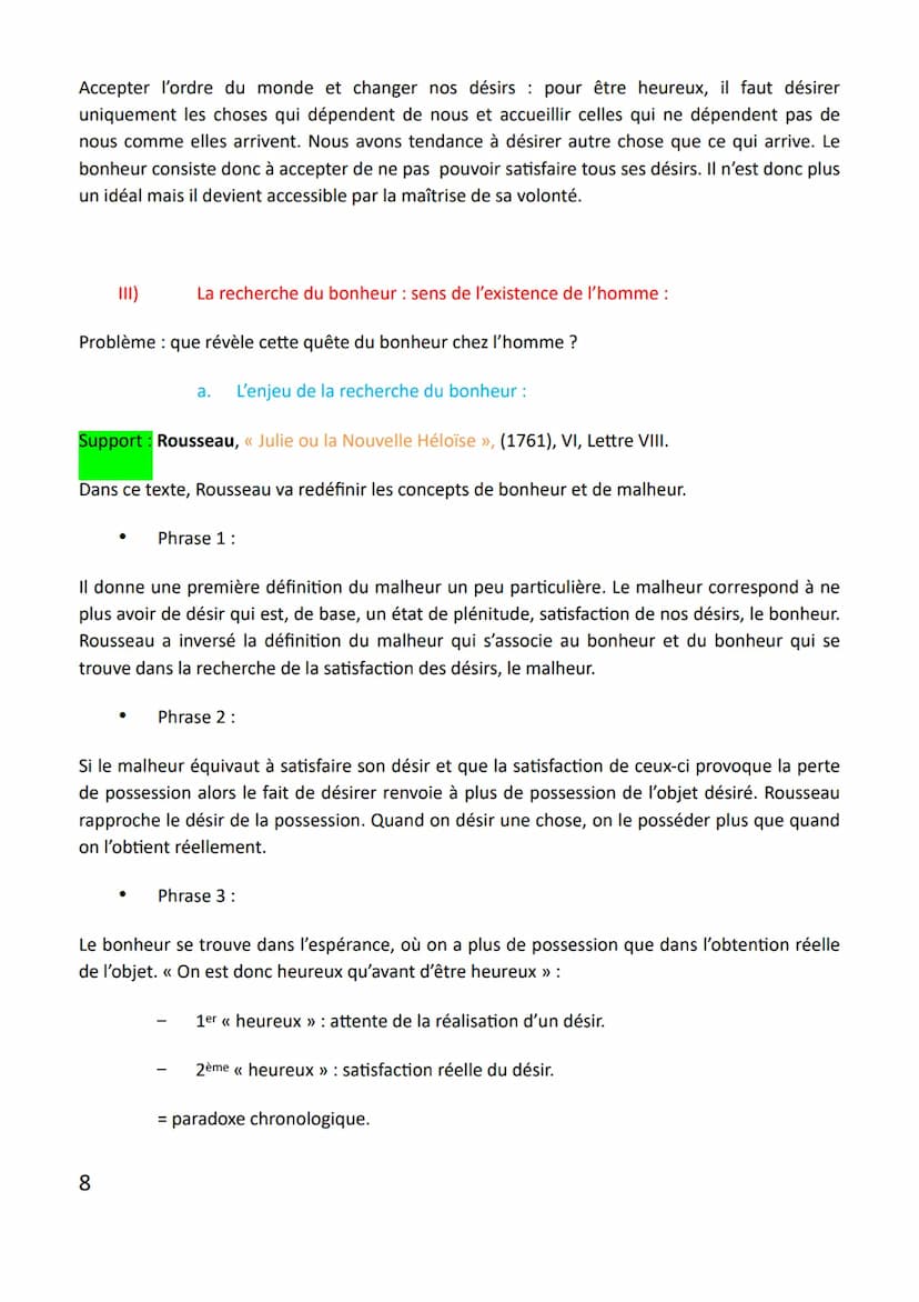 Leçon n°3 : le bonheur
Question général du cours : le bonheur est-il un idéal inaccessible ?
LE BONHEUR :
état de satisfaction stable et dur