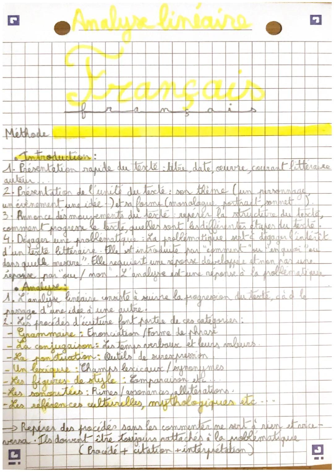 # Analyse linéaire

a

Méthode

•Introduction:
1. Présentation rapide du testé : titre date, cœuvre, courant litterare
auteur
2- Présentatio