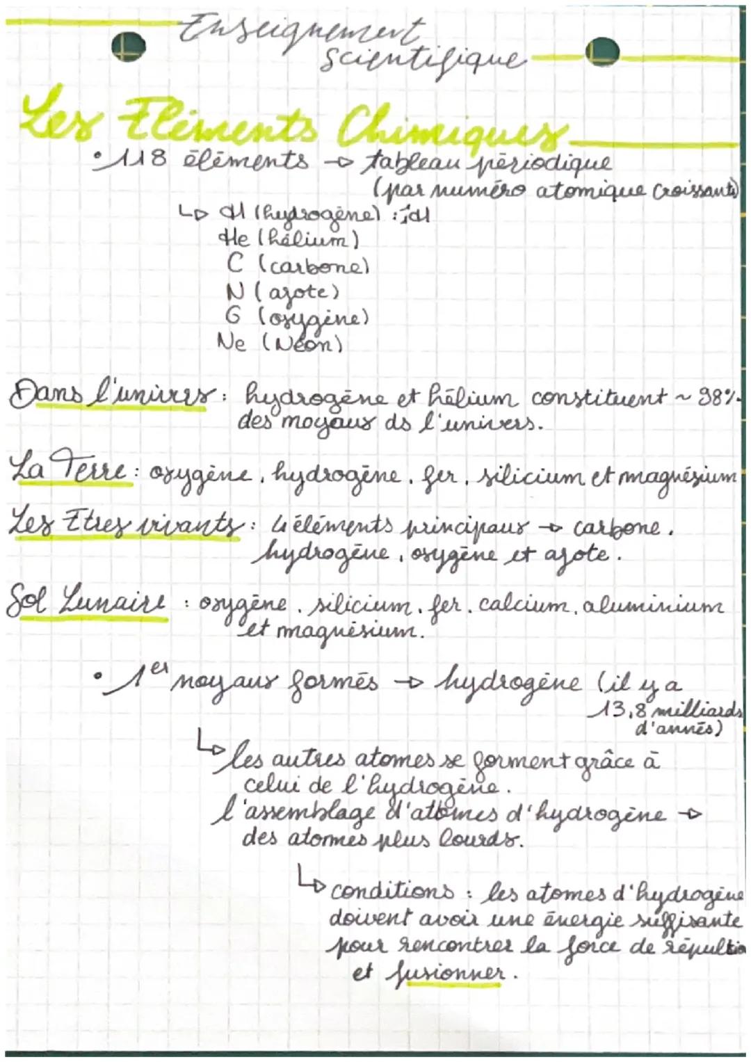 # Enseignement
Scientifique

# Les Elements Chimiques.
*   118 éléments → tableau périodique
    (par numéro atomique Croissants

LDH (hydro