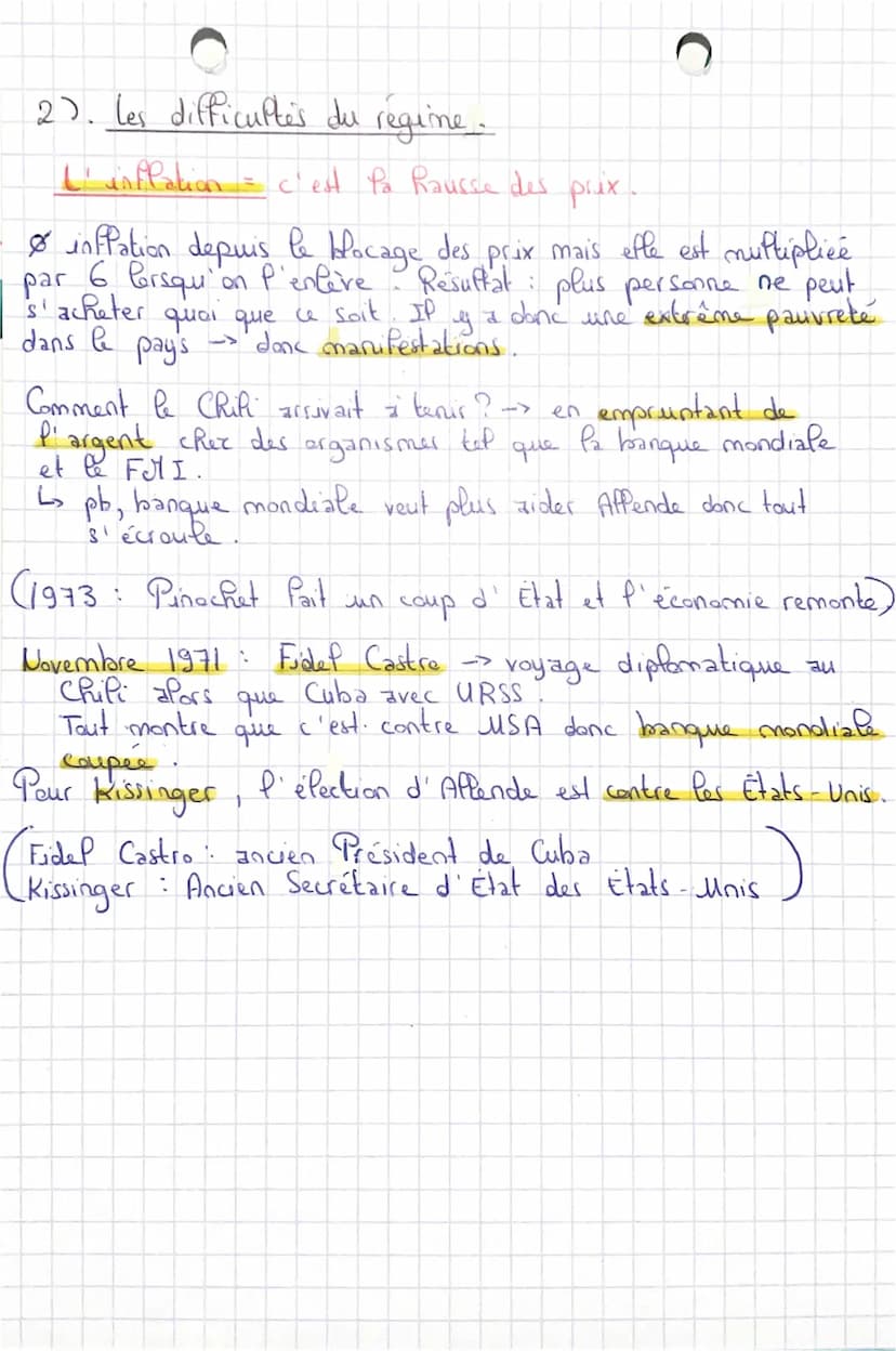 Avancées et Recups des
democraties
II. Cruses et Pins de la democrabe: k Chili (1970 à 1973)
(très rapide de transformer une démocratie en d