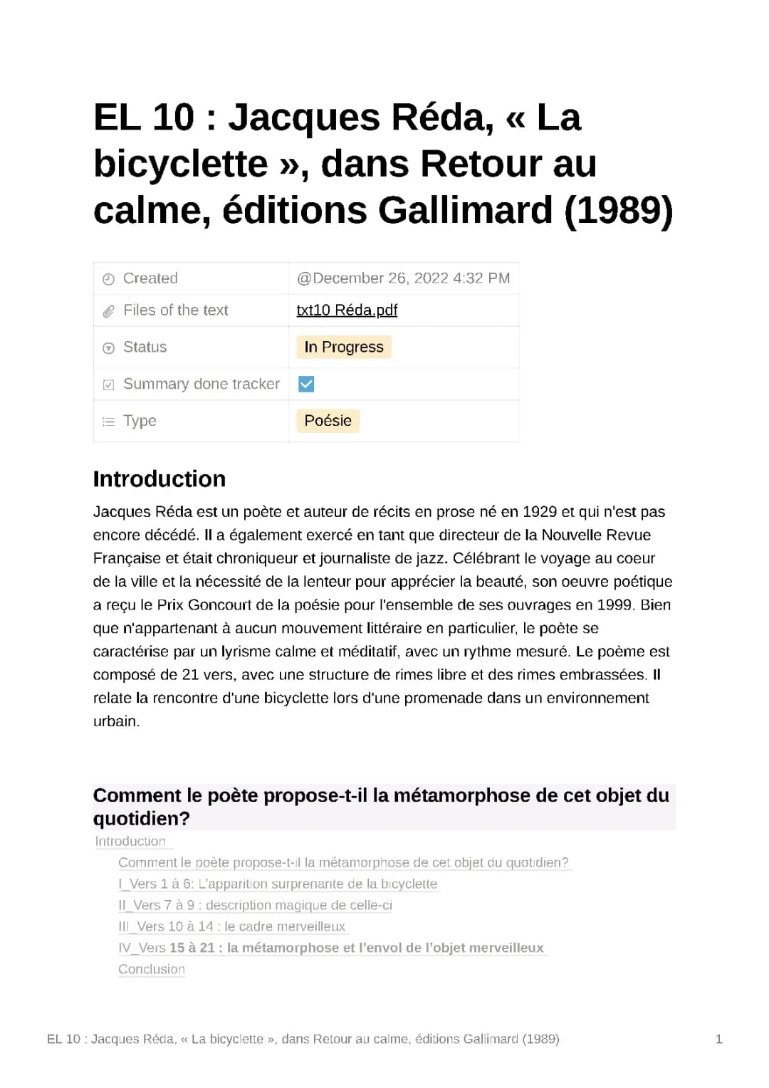 Découvre la poésie de Jacques Réda : La Bicyclette et Retour au Calme