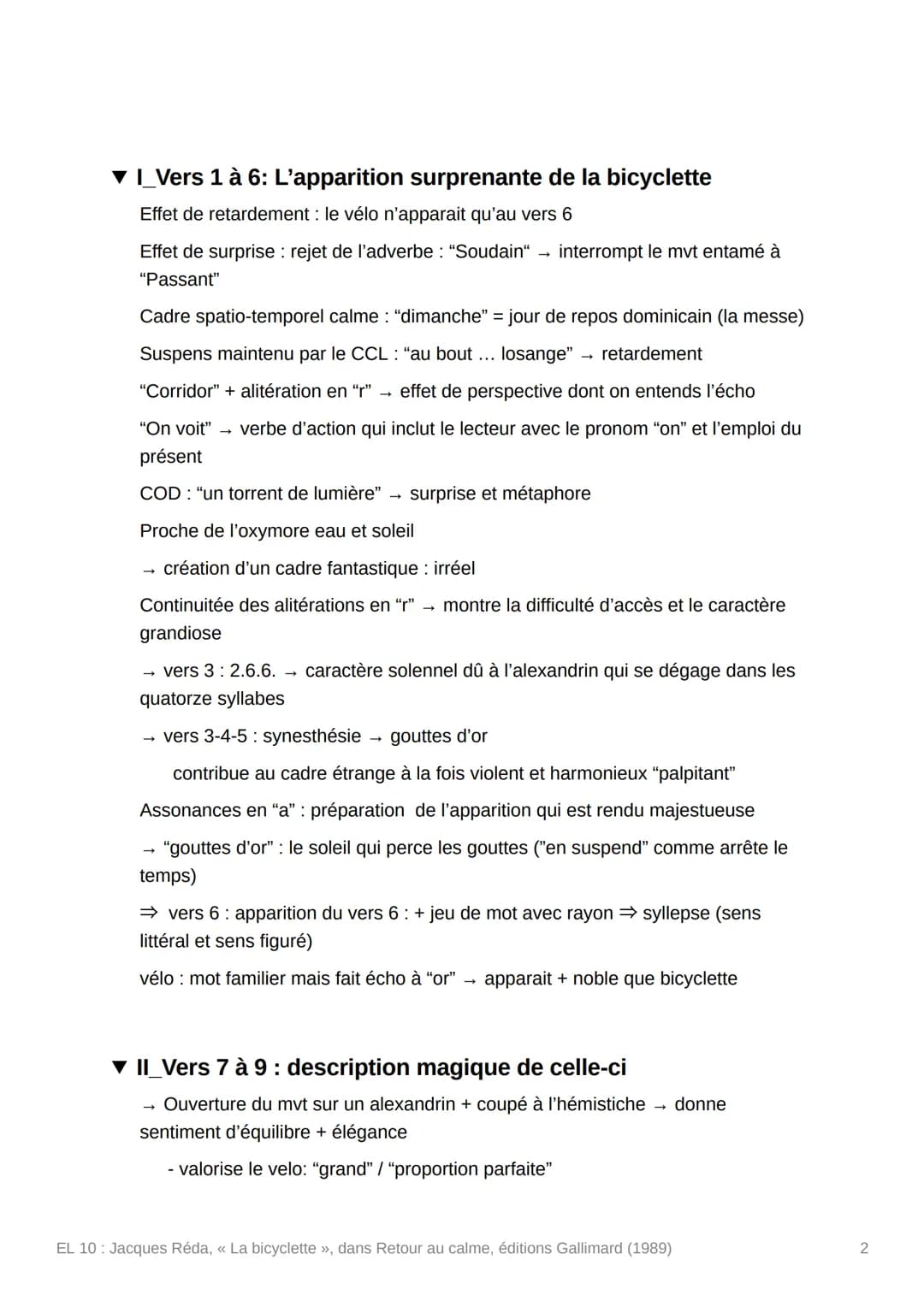 EL 10: Jacques Réda, << La
bicyclette », dans Retour au
calme, éditions Gallimard (1989)
Created
Files of the text
Ⓒ Status
Summary done tra