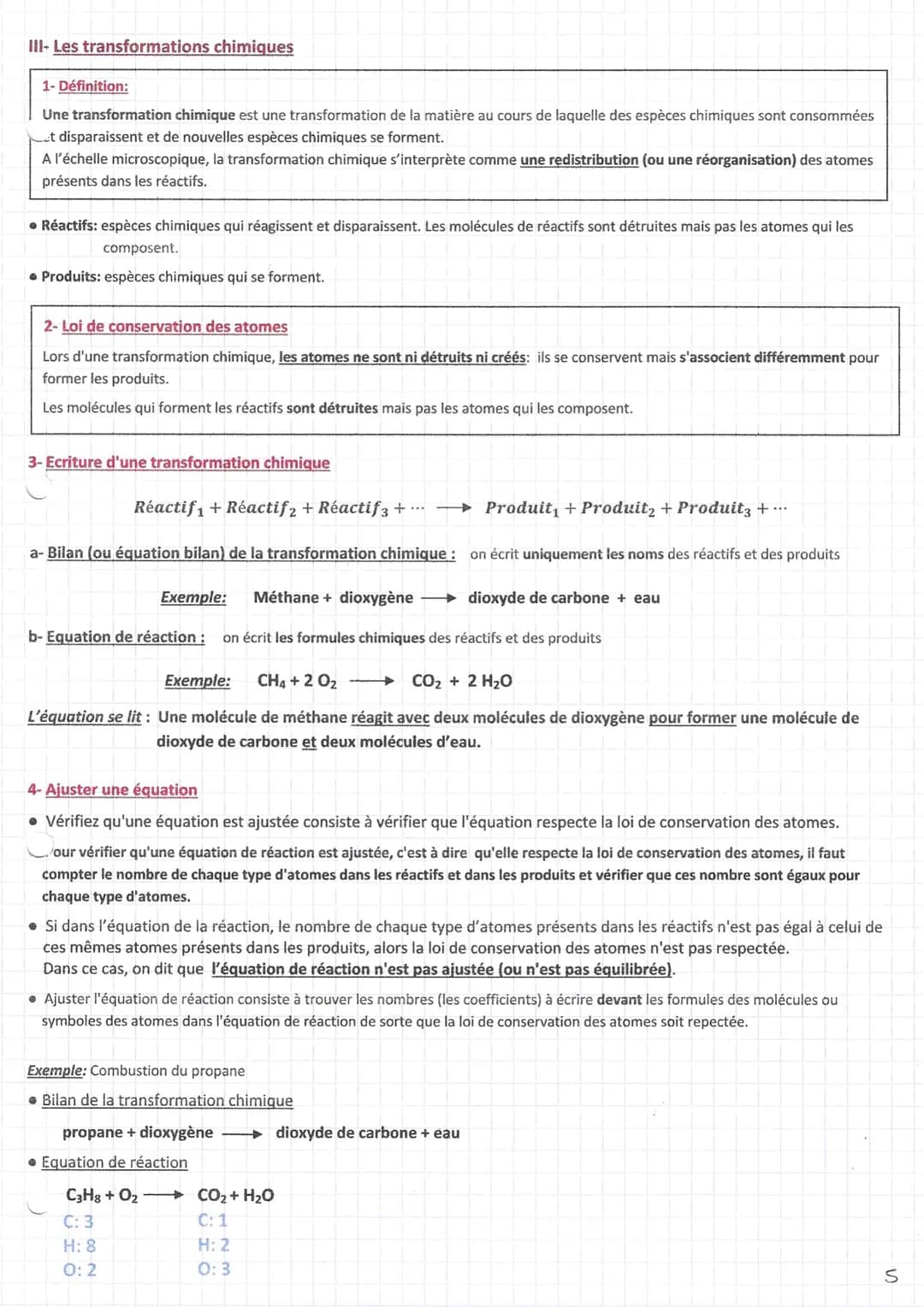 Les transformations chimiques