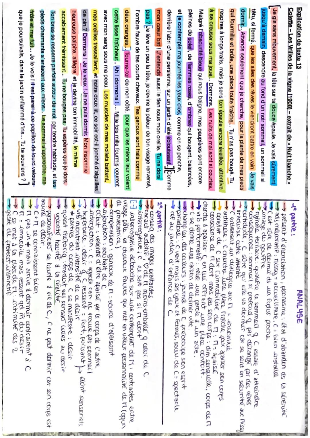 Explication de texte 13
Colette - Les Vrilles de la vigne (1908) - extrait de « Nuit blanche >>>

Je gis sans mouvement, la tête sur ta douc