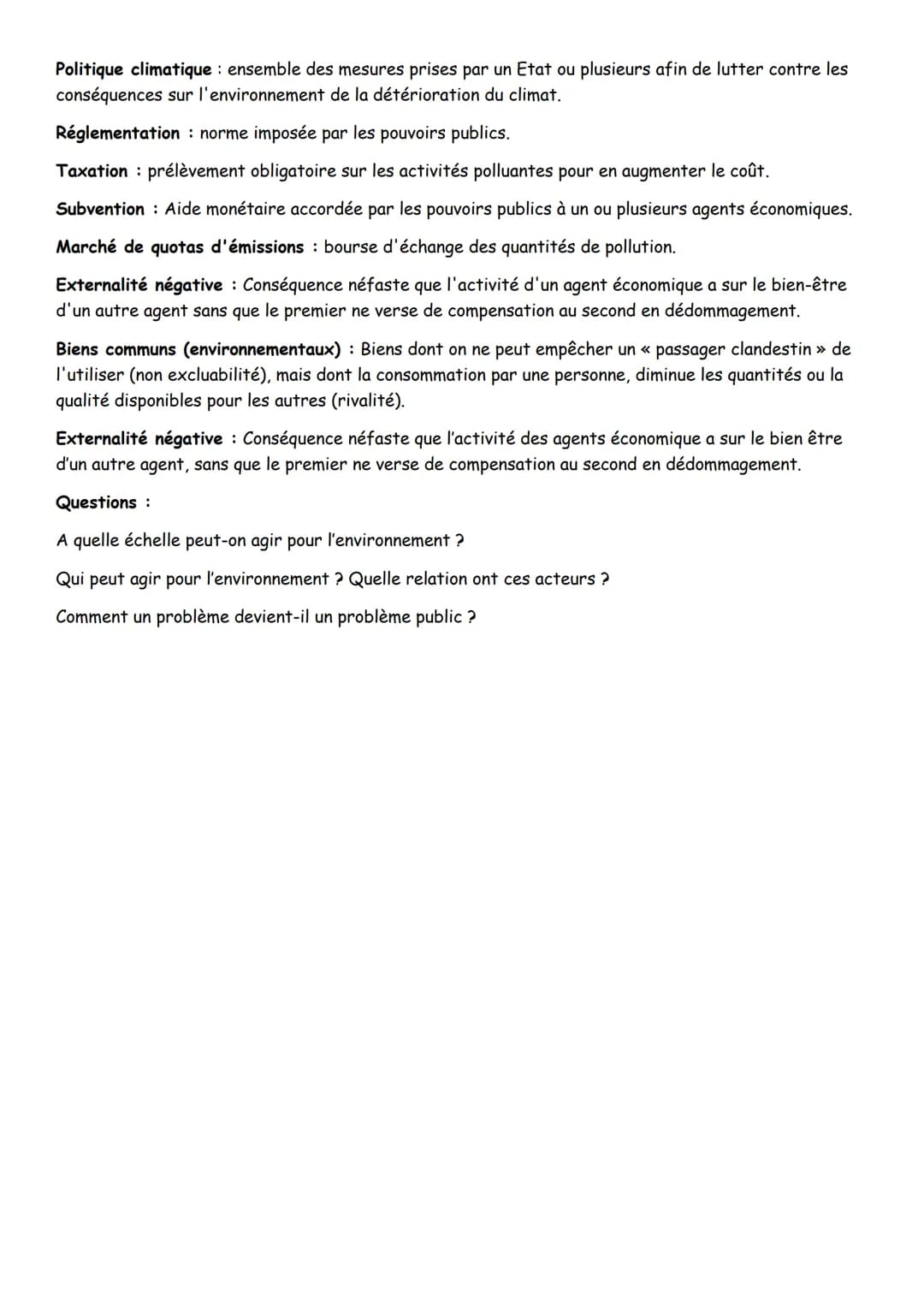 Chapitre 2 Quelle action publique pour l'environnement
Action publique : ensemble des actions des pouvoirs publics (loi, règlementation, dis