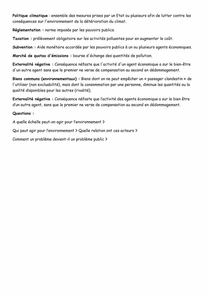 Chapitre 2 Quelle action publique pour l'environnement
Action publique : ensemble des actions des pouvoirs publics (loi, règlementation, dis