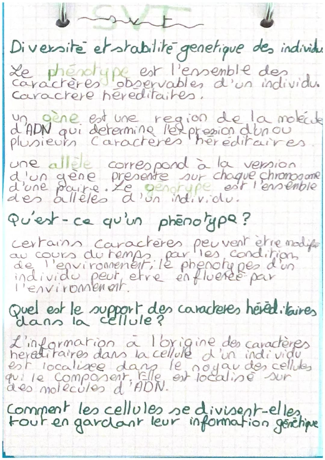 Diversité et stabilité génétique des individus 