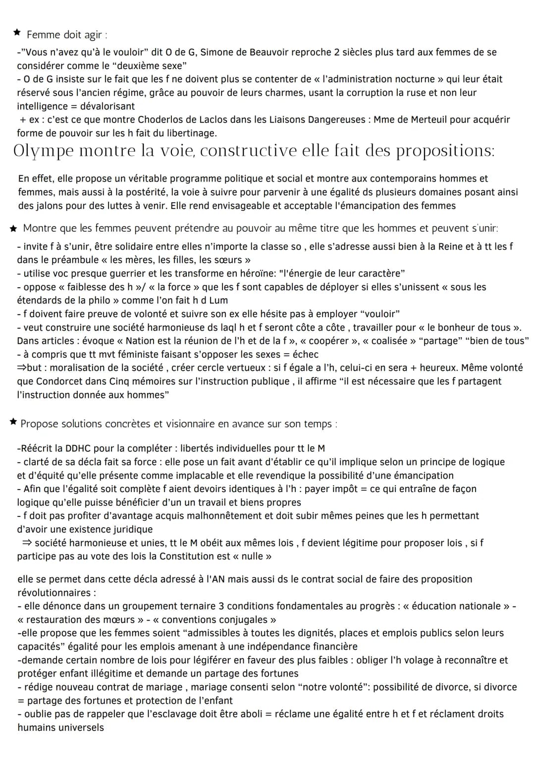 Littérature
d'idée
Ecrire et combattre pour l'égalité
Olympe de Gouges:
Elle écrit en 1791 sa Déclaration des droits de la femme et de
la ci