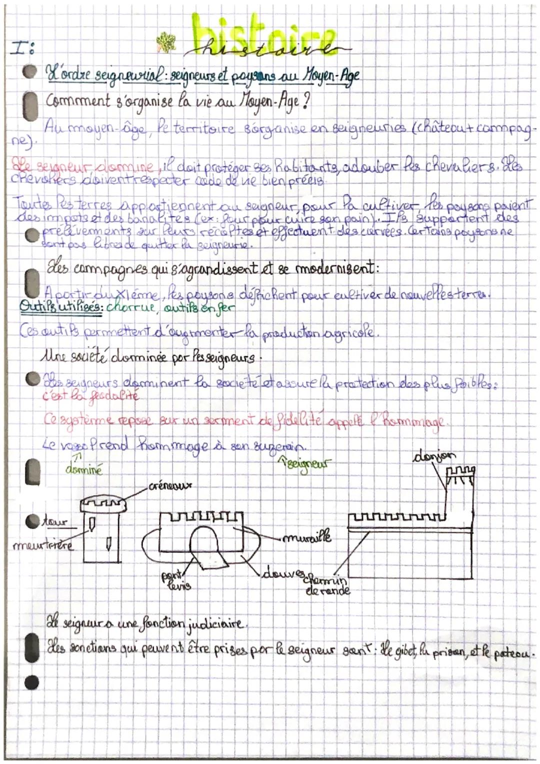I:

# histoire

*   L'ordre seigneurial: seigneurs et paysans au Moyen-Age
*   Comment s'organise la vie au Moyen-Age?

Au moyen-âge, Pe ter