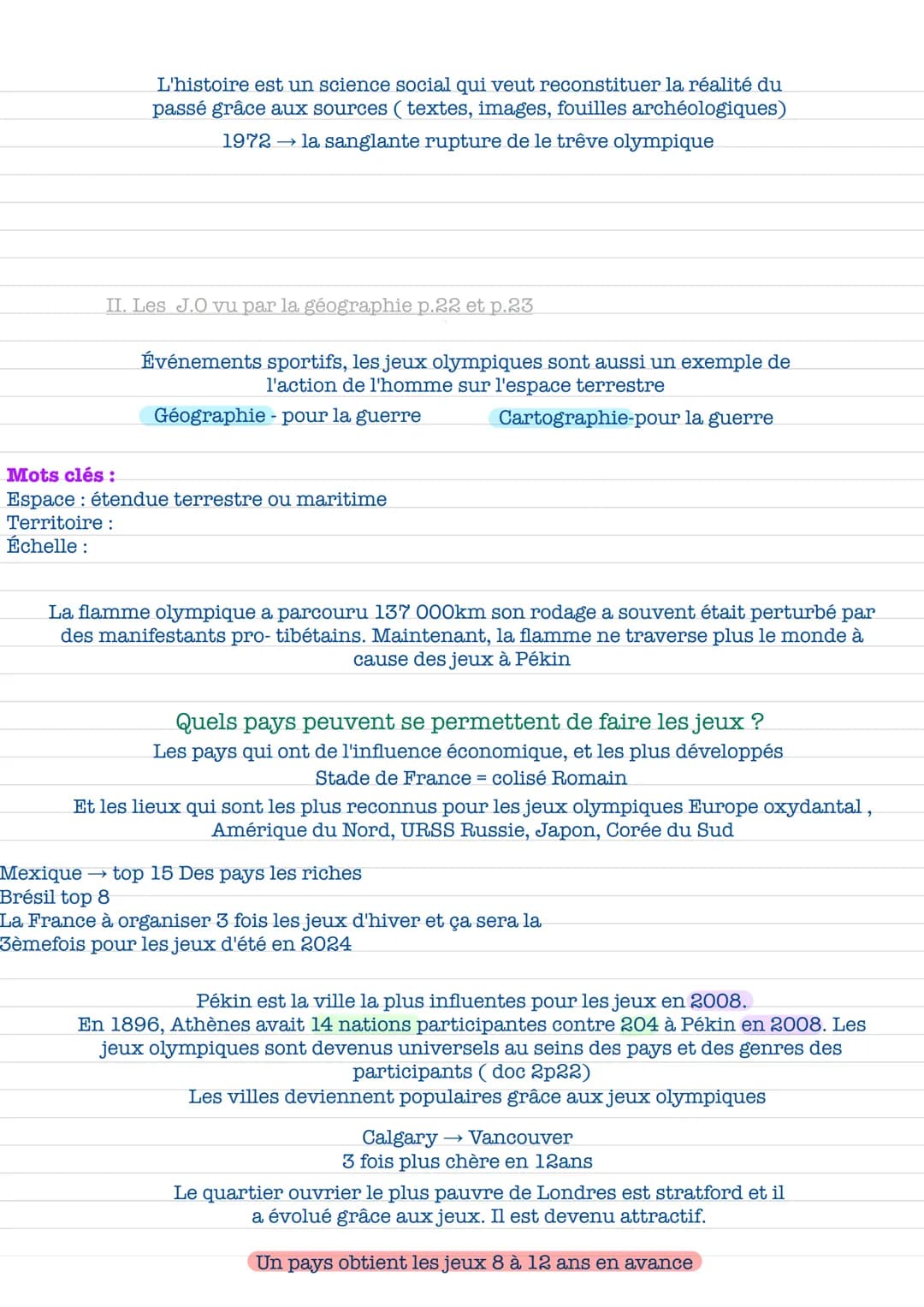  Introduction regards croisés sur les jeux olympiques
Définitions et enjeux de l'histoire, de la géographie, de la
géopolitique et des scien
