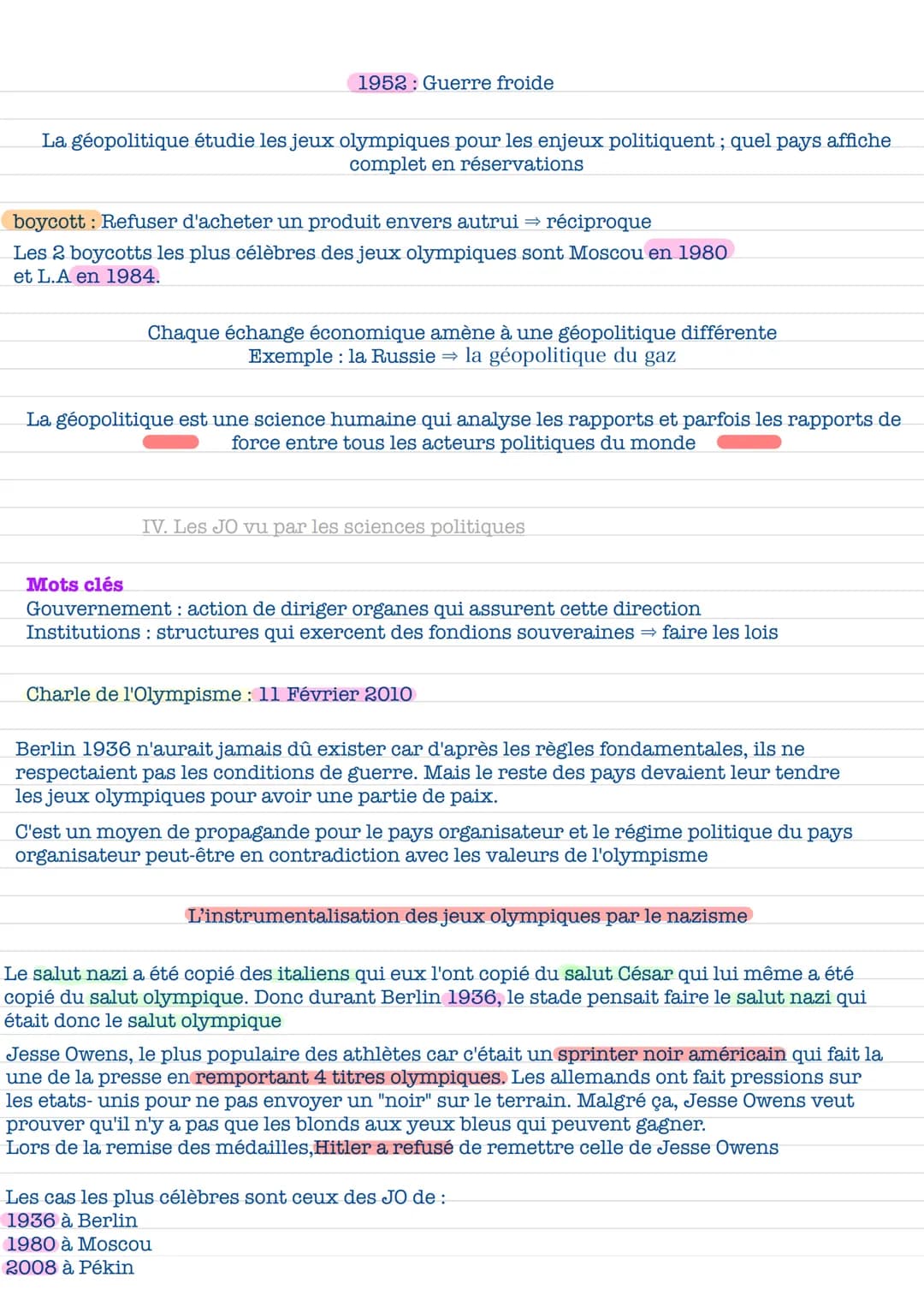  Introduction regards croisés sur les jeux olympiques
Définitions et enjeux de l'histoire, de la géographie, de la
géopolitique et des scien