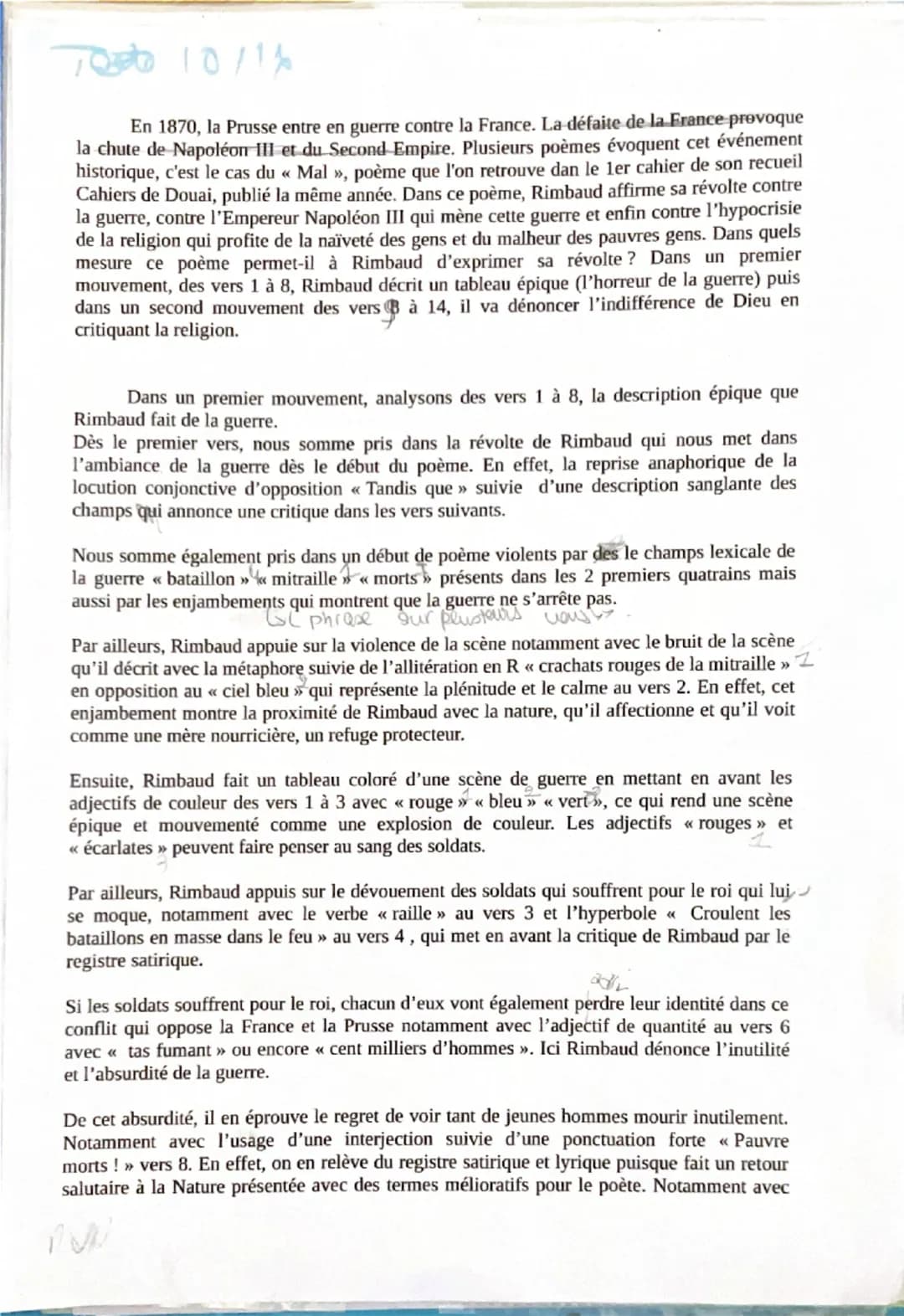 Texte 10/16
Le Mal
descript
4051-8
ског -14
Munte molheurs de lo querer w por Rimbaud
MUNTR Crin que la Rougion qui s'avargle an
adv de cons