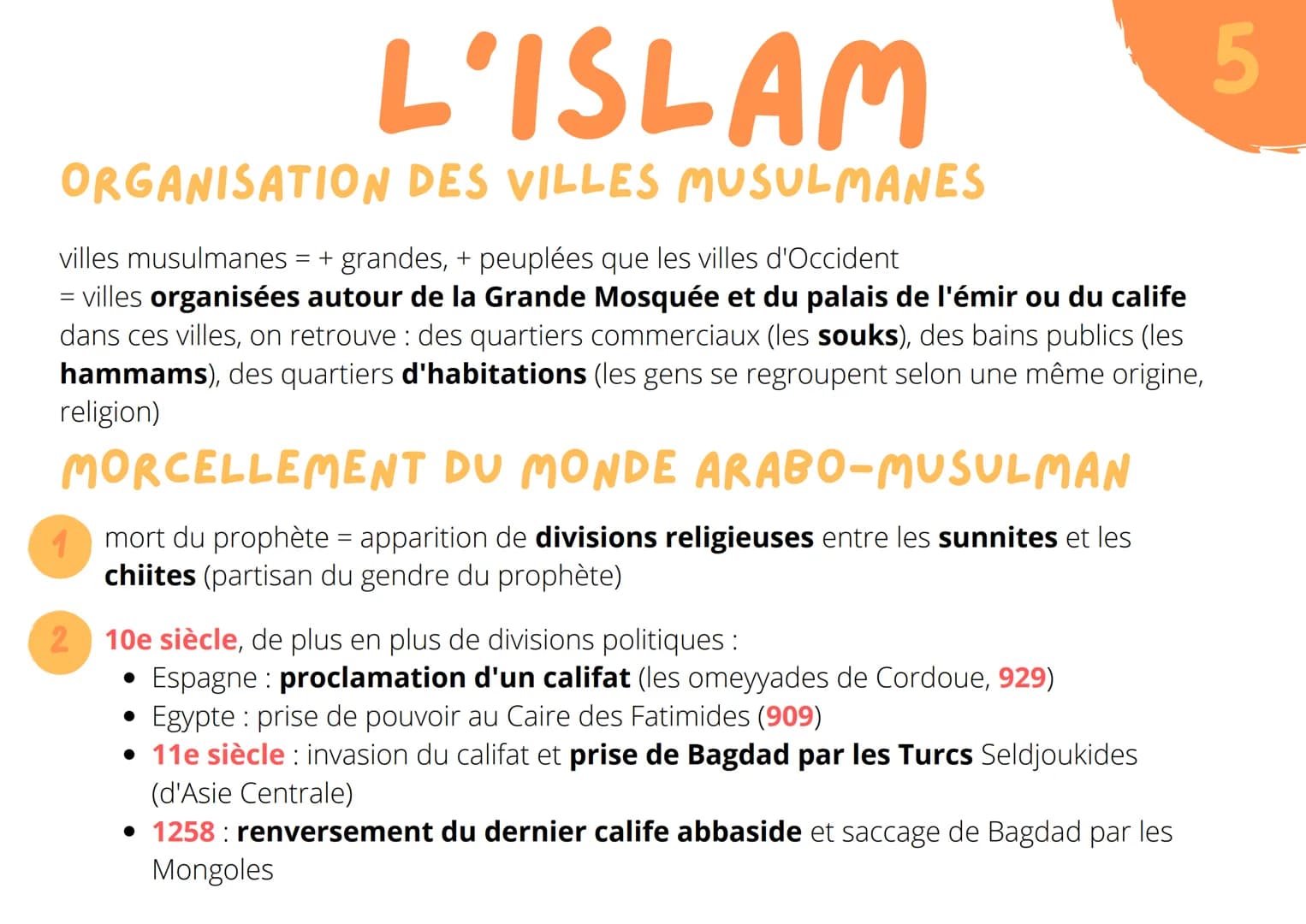 FONDATION
Islam = = une religion
fondée par Mahomet
au 7e siècle
L'ISLAM
dans la péninsule arabique
lieux saint: La Mecque
les croyants : le