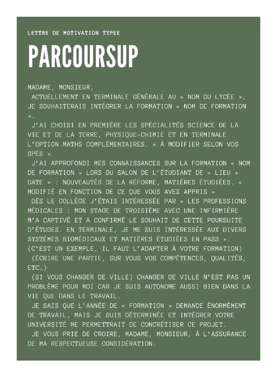 Exemples Cool de Lettre de Motivation Parcoursup : BTS, Licence et Plus